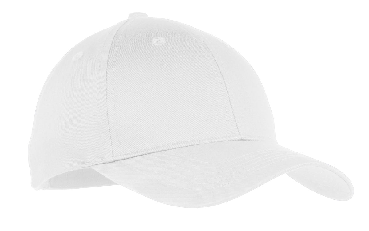 Custom logo Port Authority® Youth Six-Panel Twill Cap.  YCP80 in White