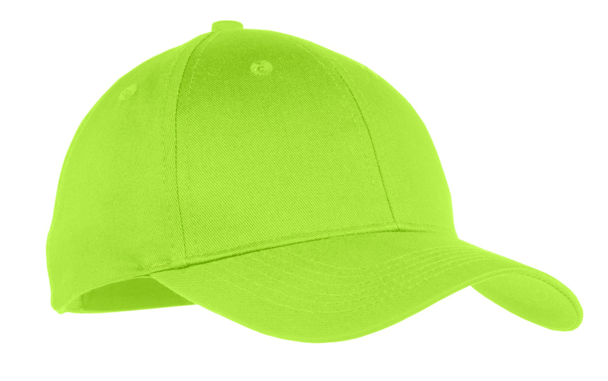 Custom logo Port Authority® Youth Six-Panel Twill Cap.  YCP80 in Lime