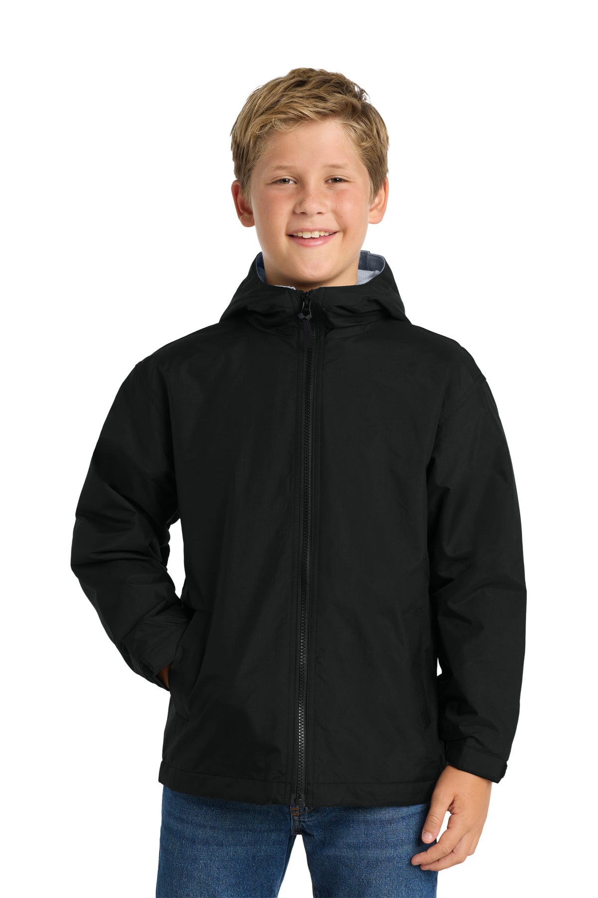Custom logo Port Authority® Youth Team Jacket.  YJP56 in Black