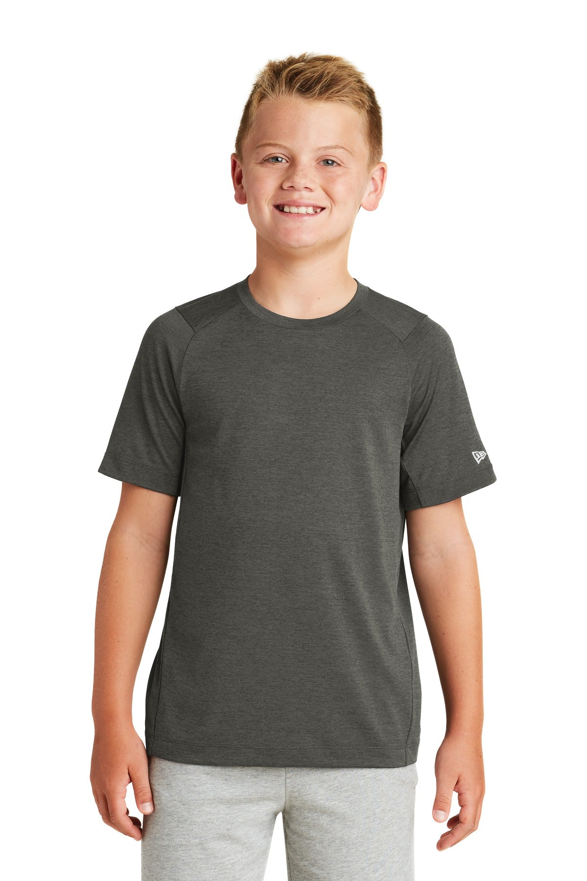 Custom logo New Era ® Youth Series Performance Crew Tee. YNEA200 in Graphite