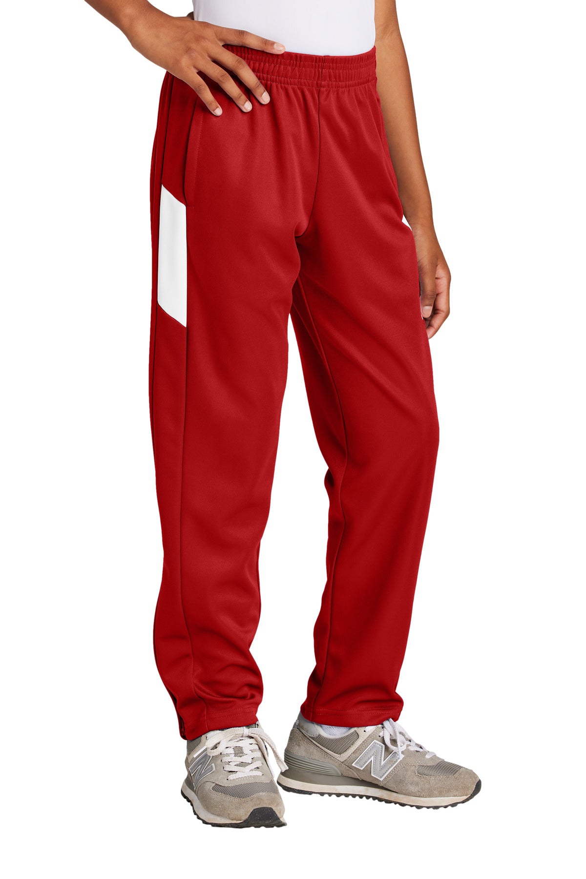 Custom logo Sport-Tek® Youth Travel Pant YPST800 in Deep Red/ White