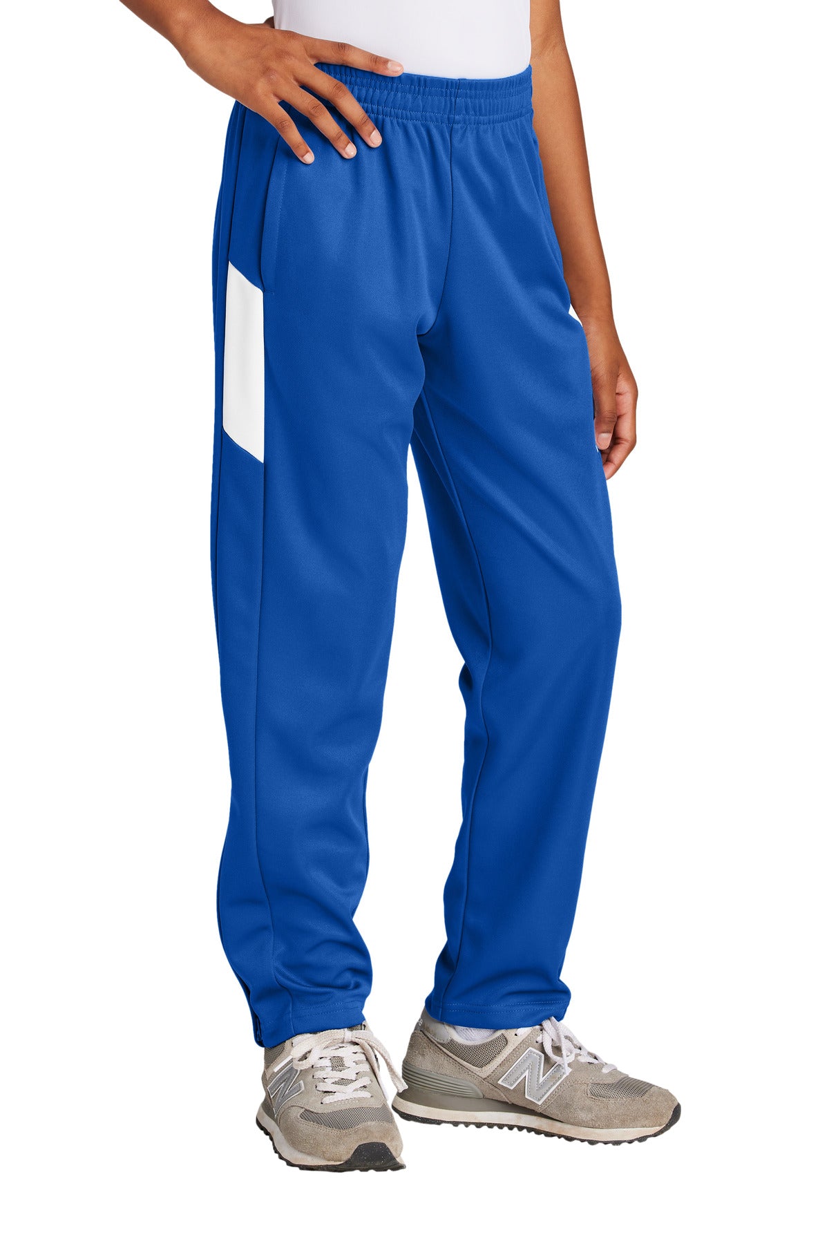 Custom logo Sport-Tek® Youth Travel Pant YPST800 in True Royal/ White