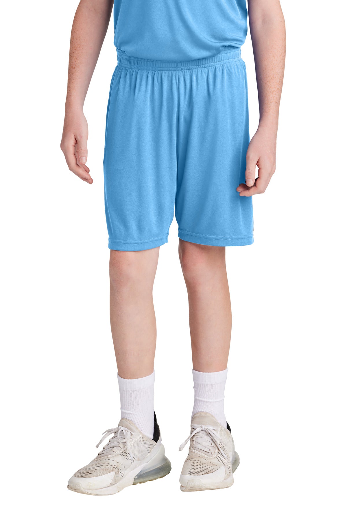 Custom logo Sport-Tek® Youth Competitor™ United 5  Short YST103 in Carolina Blue/ White