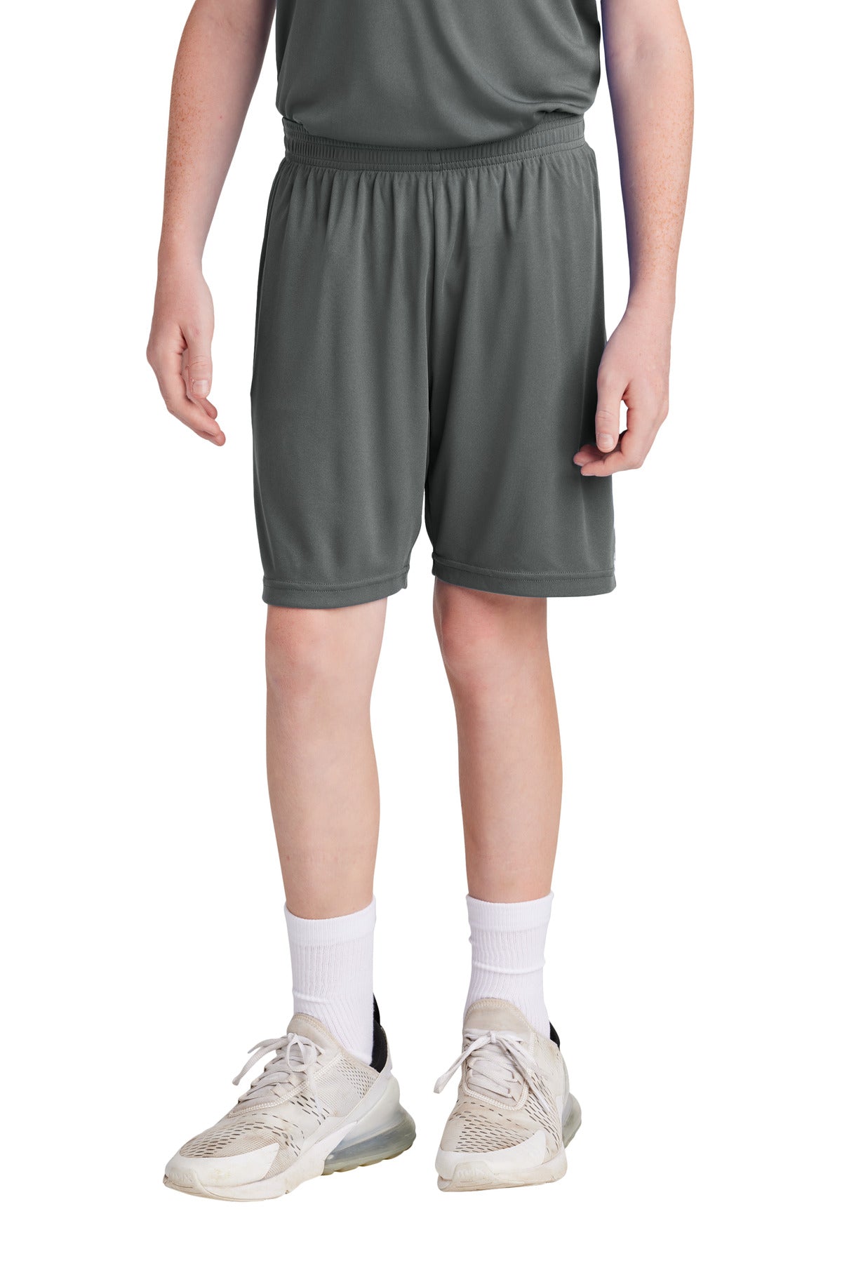 Custom logo Sport-Tek® Youth Competitor™ United 5  Short YST103 in Iron Grey/ White