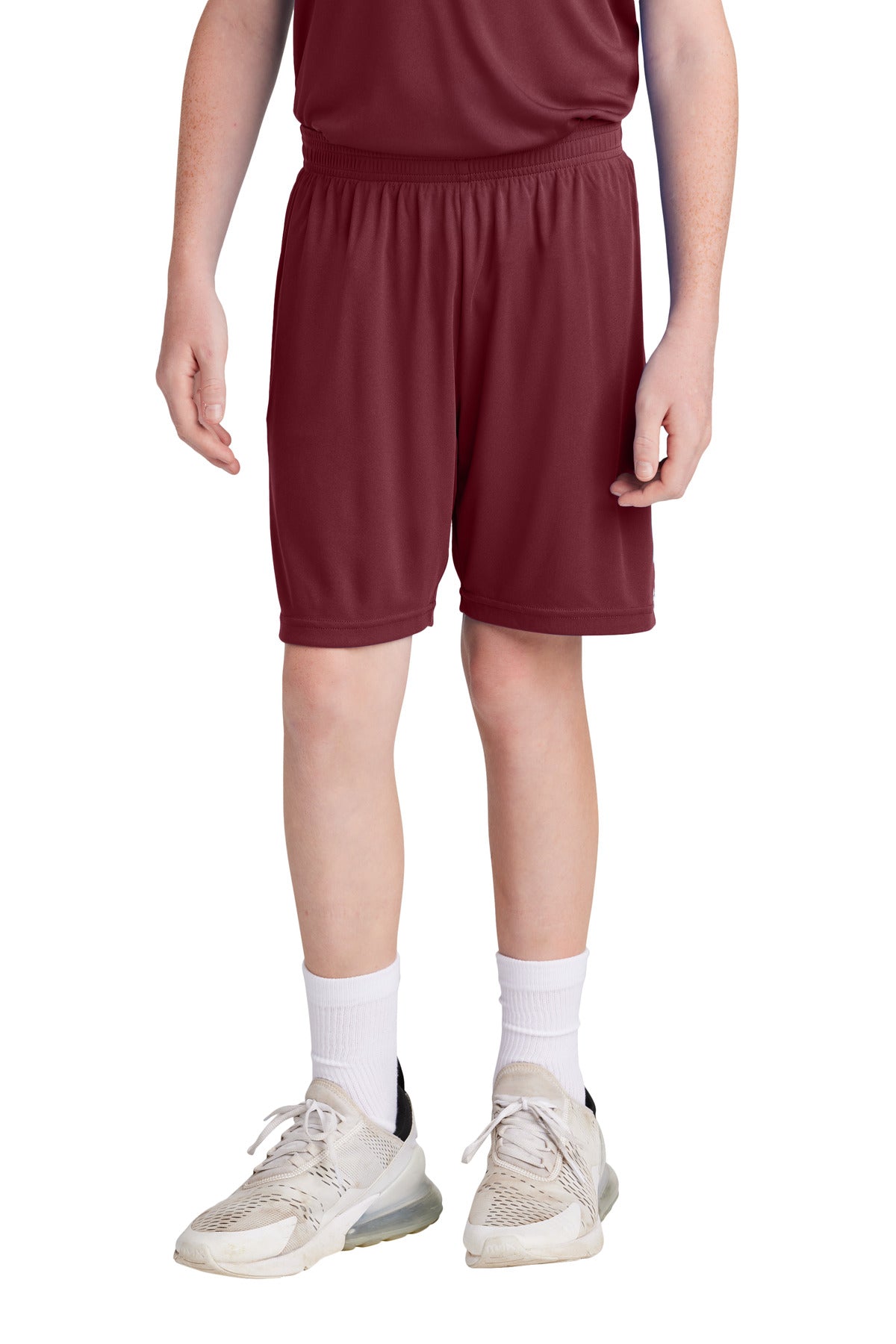 Custom logo Sport-Tek® Youth Competitor™ United 5  Short YST103 in Maroon/ White