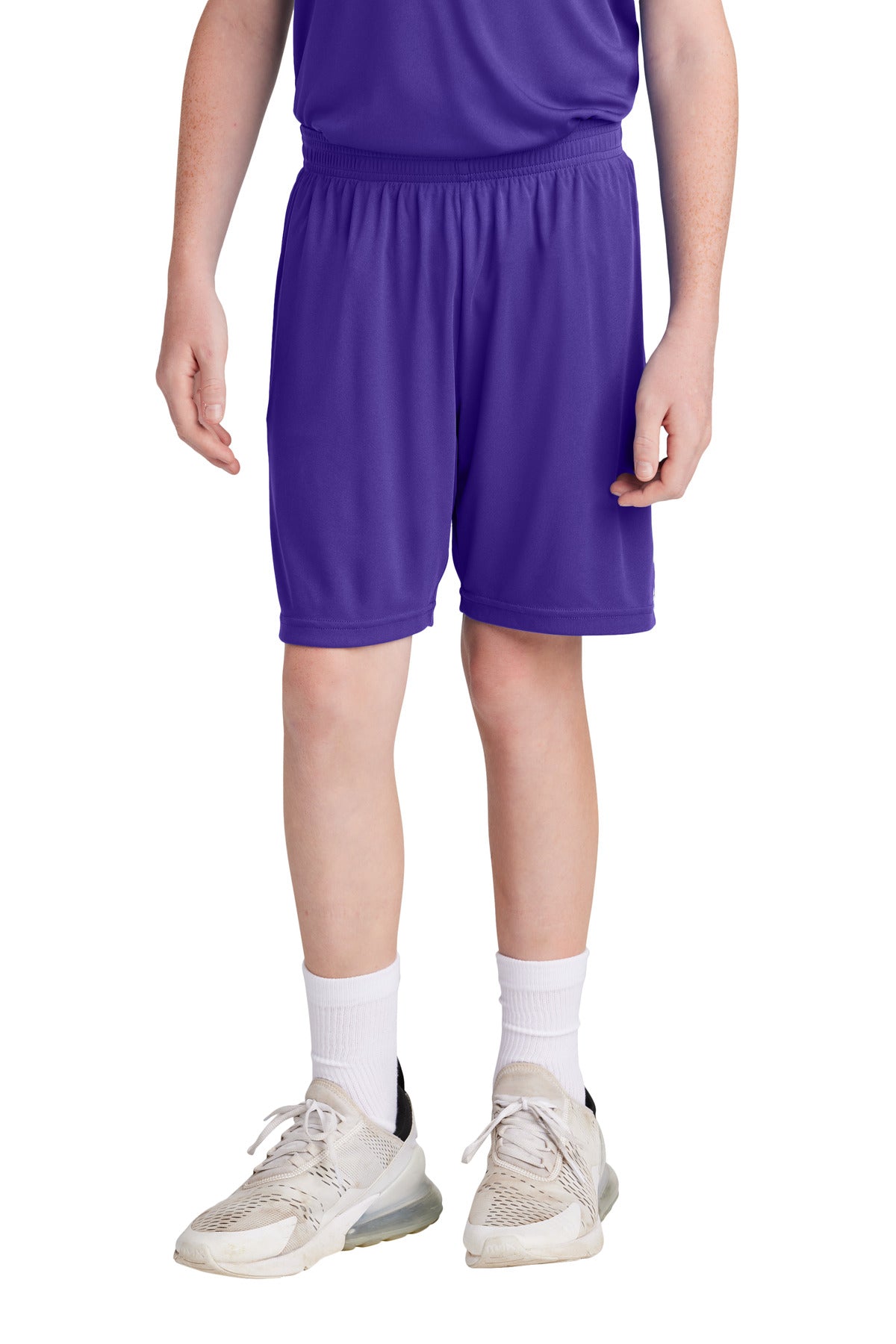 Custom logo Sport-Tek® Youth Competitor™ United 5  Short YST103 in Purple/ White