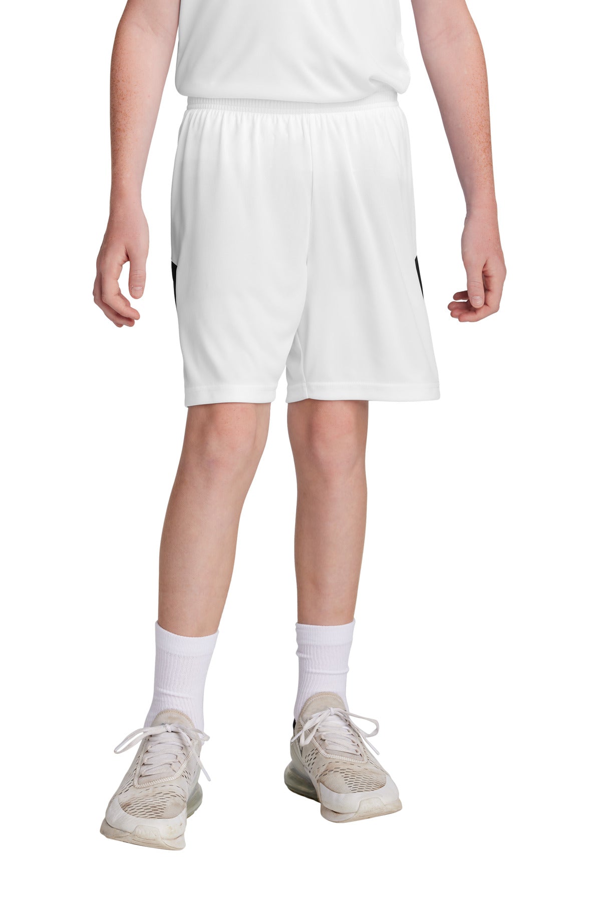 Custom logo Sport-Tek® Youth Competitor™ United 5  Short YST103 in White/ Black