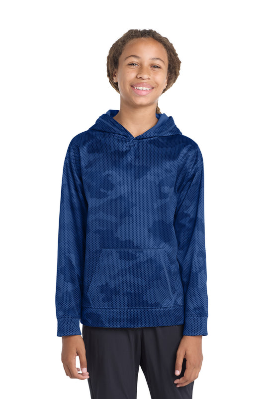 Custom logo Sport-Tek® Youth Sport-Wick® CamoHex Fleece Hooded Pullover.  YST240 in True Royal