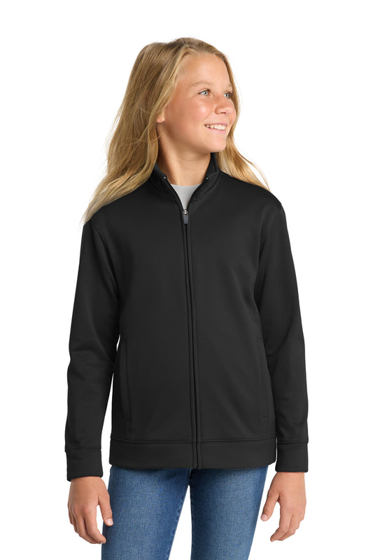 Custom logo Sport-Tek® Youth Sport-Wick® Fleece Full-Zip Jacket.  YST241 in Black