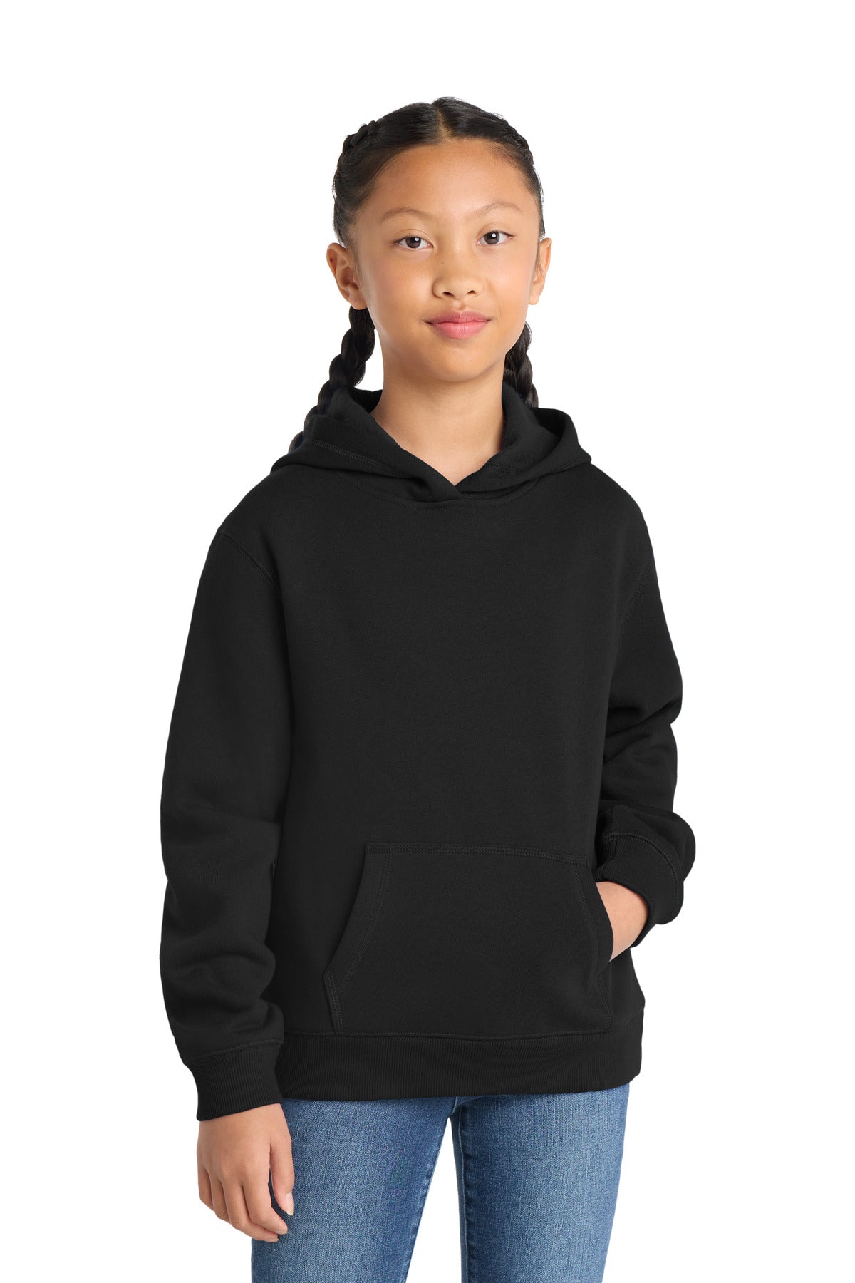Custom logo Sport-Tek® Youth Pullover Hooded Sweatshirt. YST254 in Black