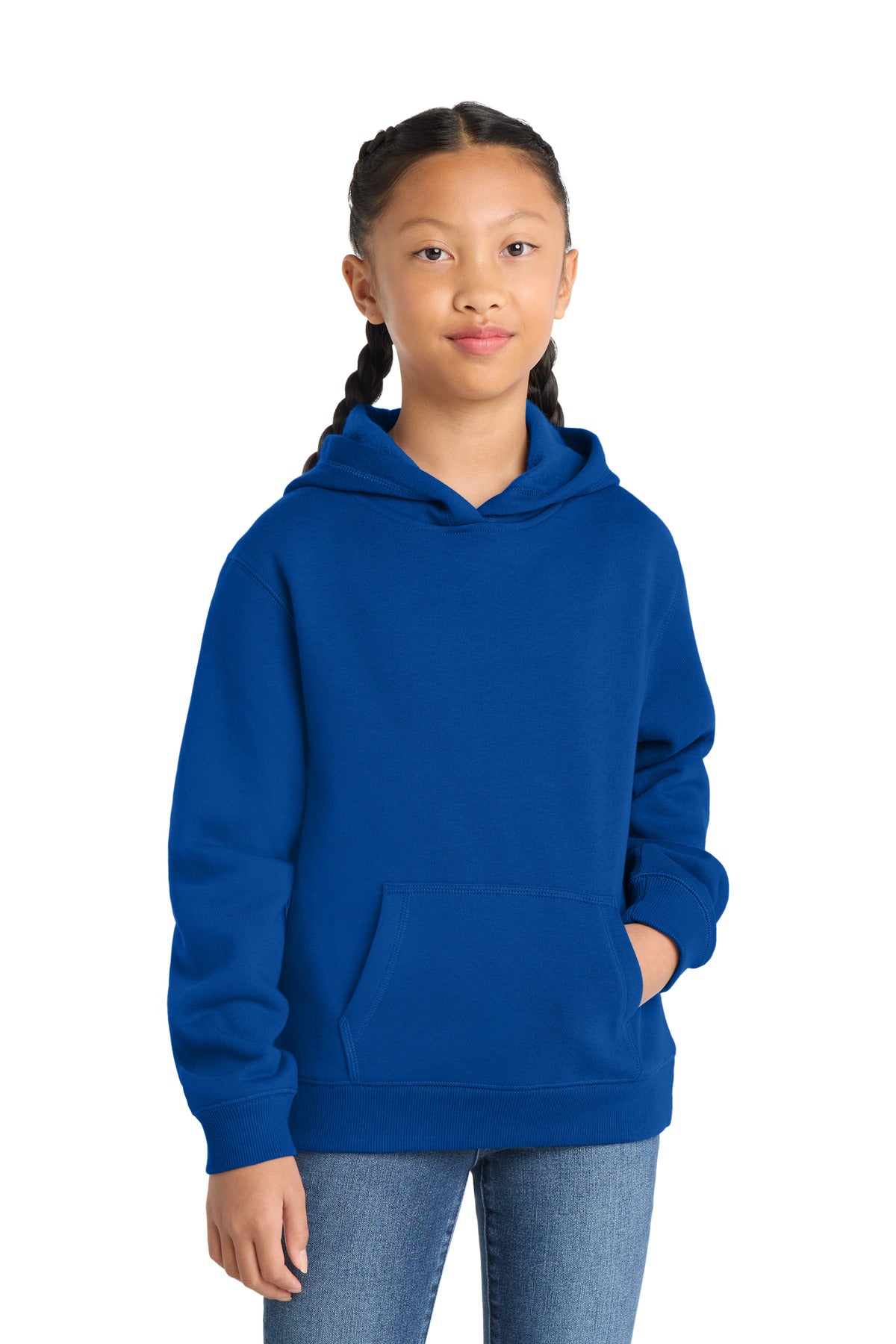 Custom logo Sport-Tek® Youth Pullover Hooded Sweatshirt. YST254 in True Royal
