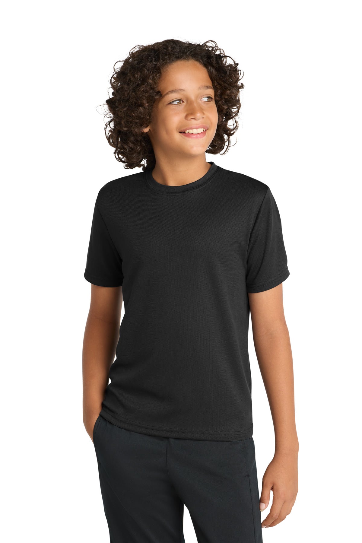 Custom logo Sport-Tek® Youth PosiCharge® RacerMesh® Tee. YST340 in Black