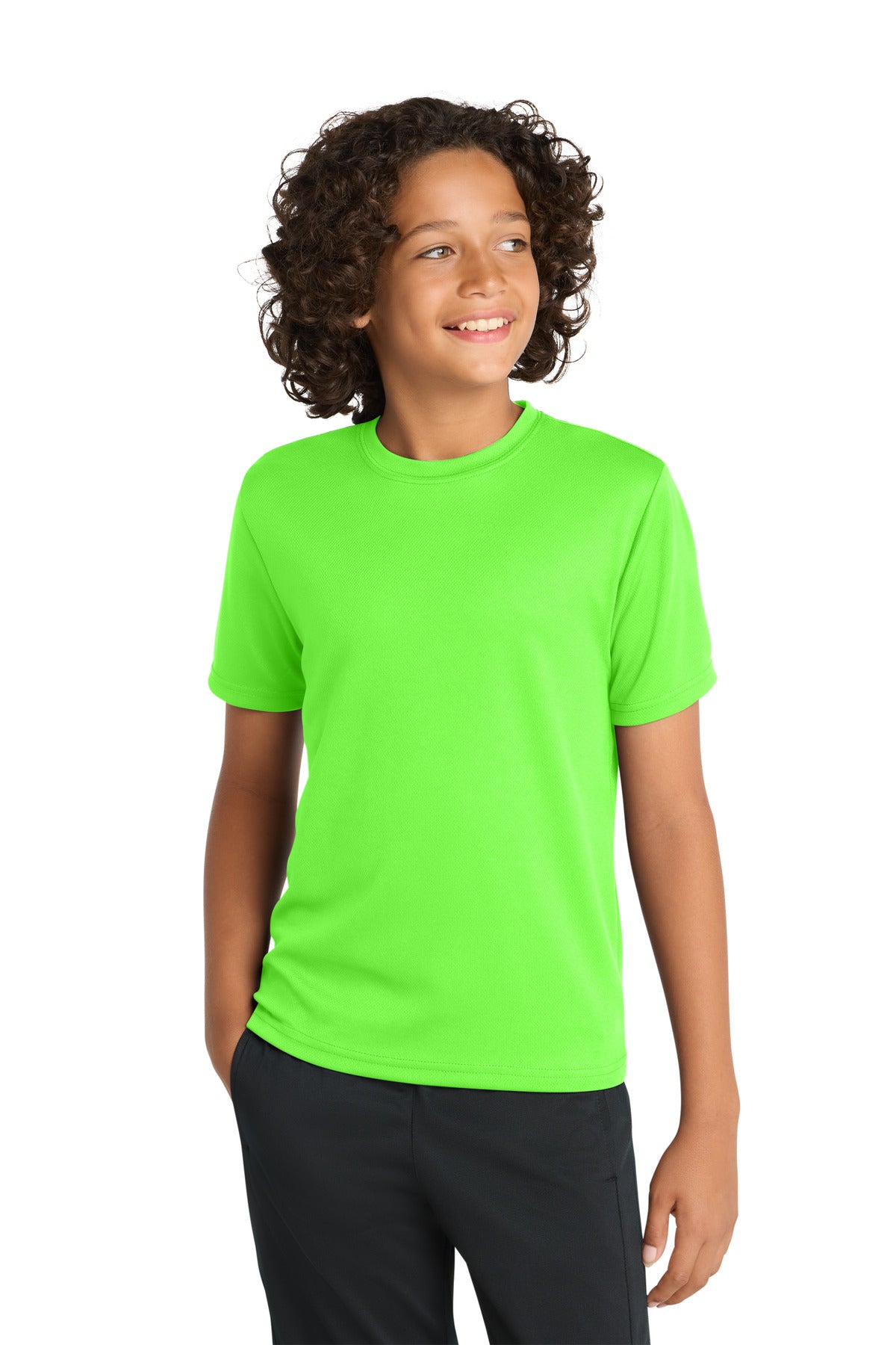 Custom logo Sport-Tek® Youth PosiCharge® RacerMesh® Tee. YST340 in Neon Green