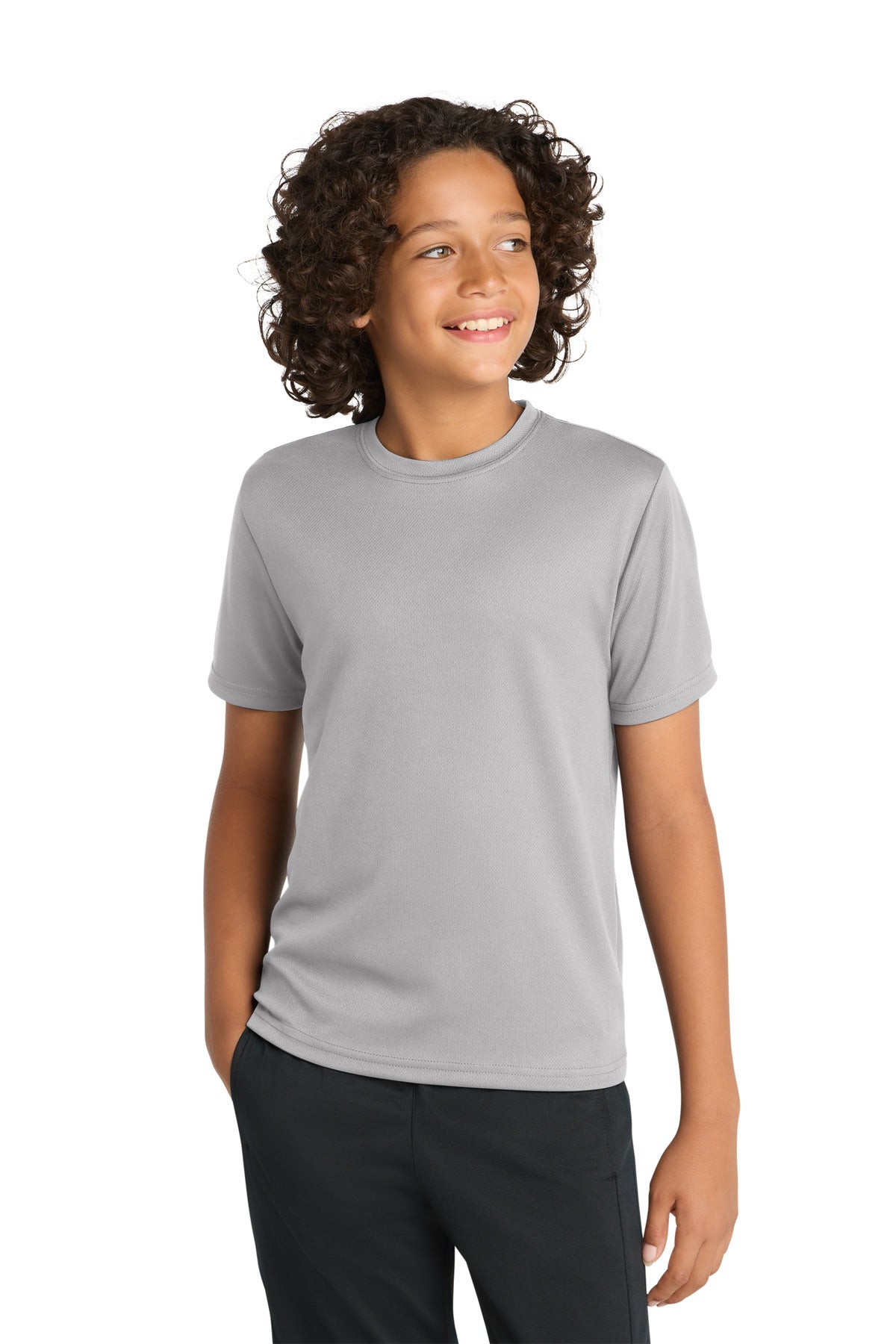 Custom logo Sport-Tek® Youth PosiCharge® RacerMesh® Tee. YST340 in Silver