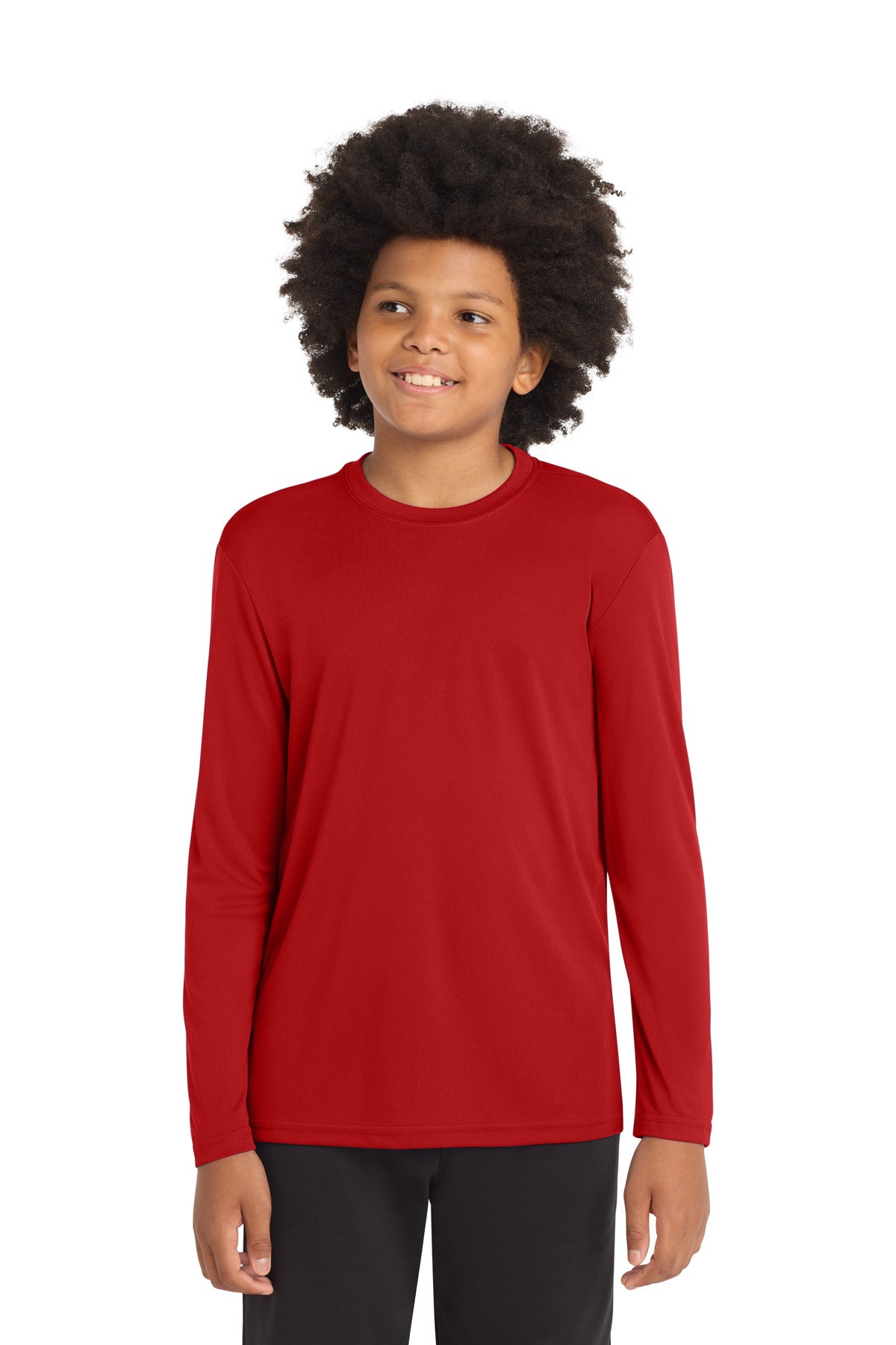 Custom logo Sport-Tek® Youth Long Sleeve PosiCharge® Competitor™ Tee. YST350LS in Deep Red