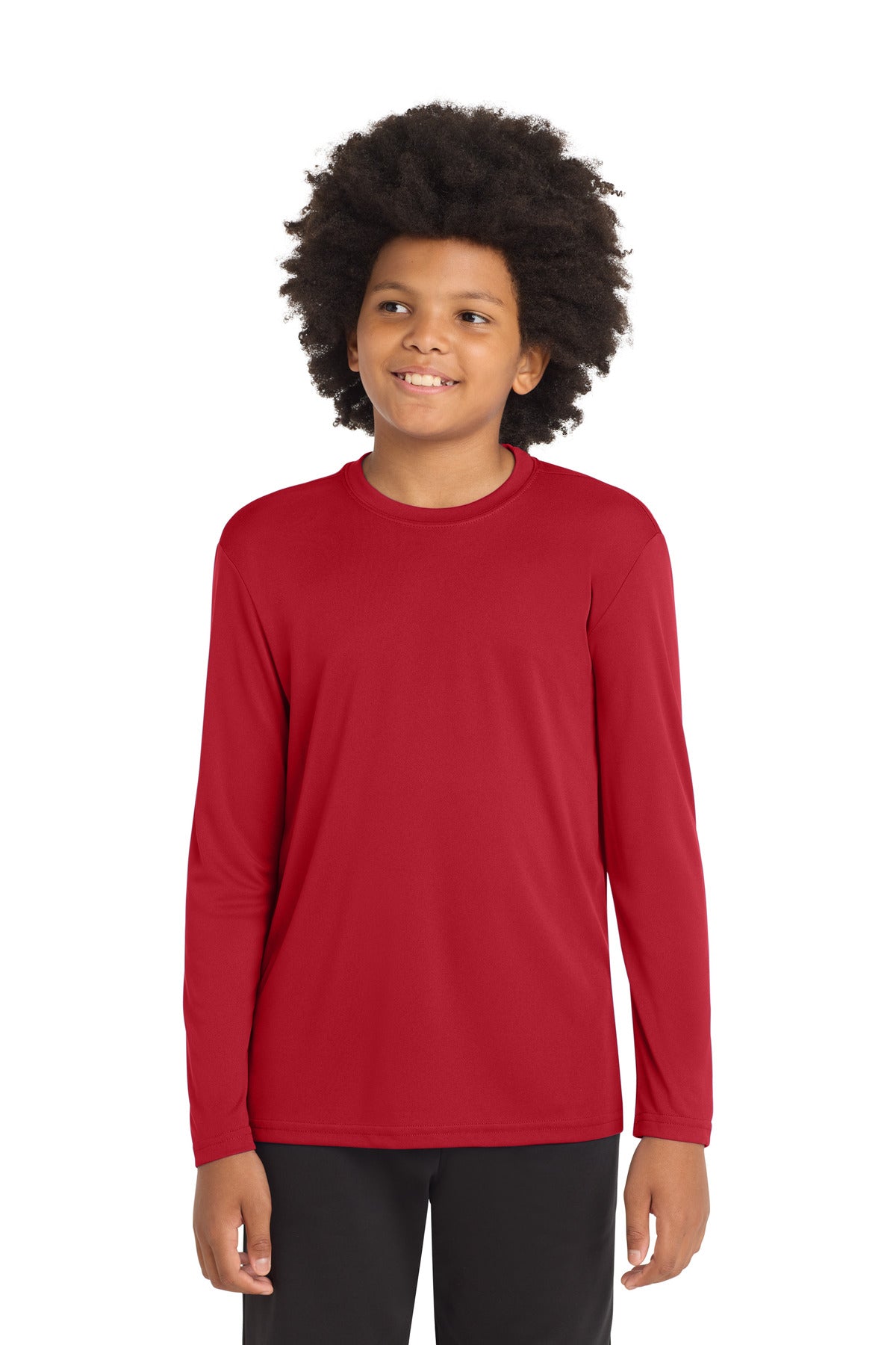 Custom logo Sport-Tek® Youth Long Sleeve PosiCharge® Competitor™ Tee. YST350LS in True Red