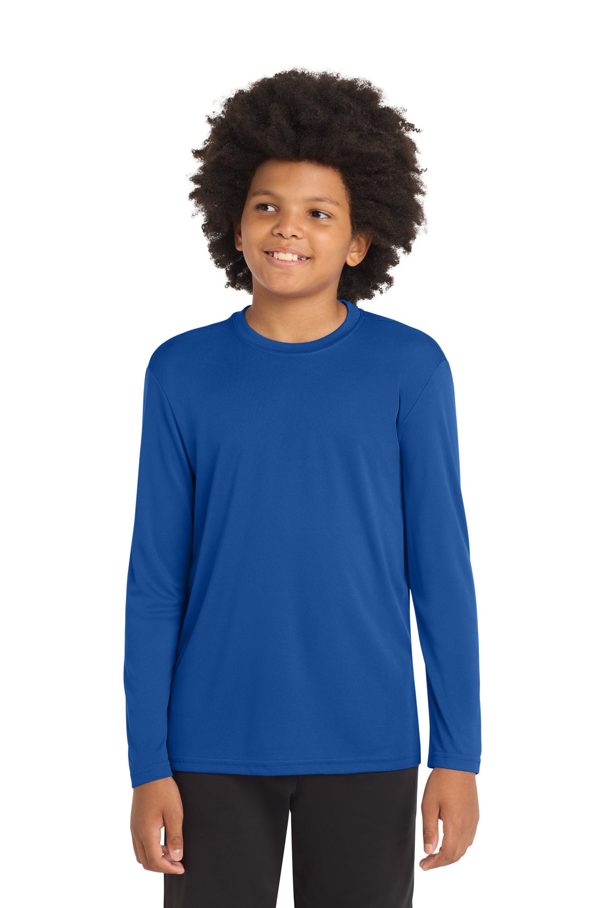 Custom logo Sport-Tek® Youth Long Sleeve PosiCharge® Competitor™ Tee. YST350LS in True Royal