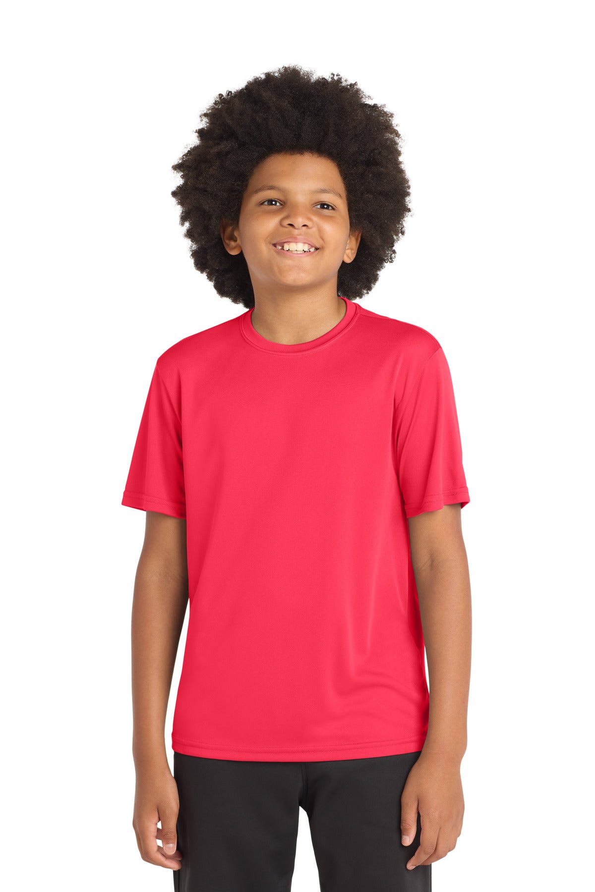 Custom logo Sport-Tek® Youth PosiCharge® Competitor™ Tee. YST350 in Hot Coral