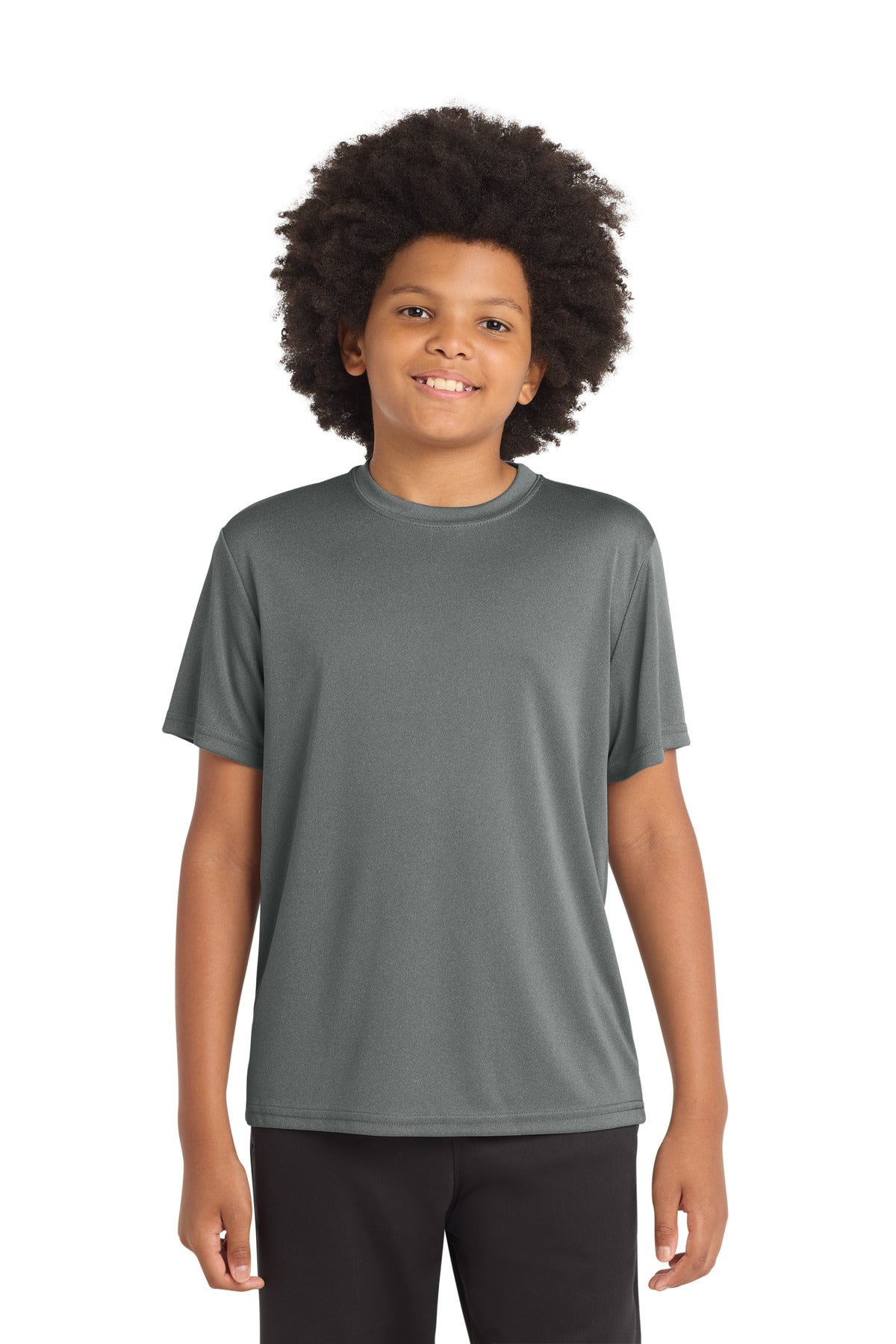 Custom logo Sport-Tek® Youth PosiCharge® Competitor™ Tee. YST350 in Iron Grey Heather
