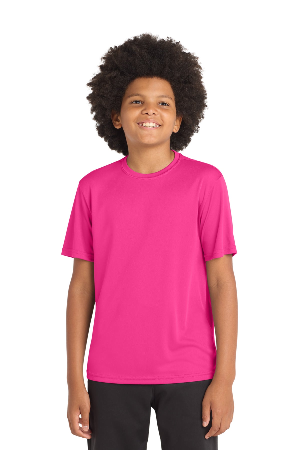 Custom logo Sport-Tek® Youth PosiCharge® Competitor™ Tee. YST350 in Neon Pink