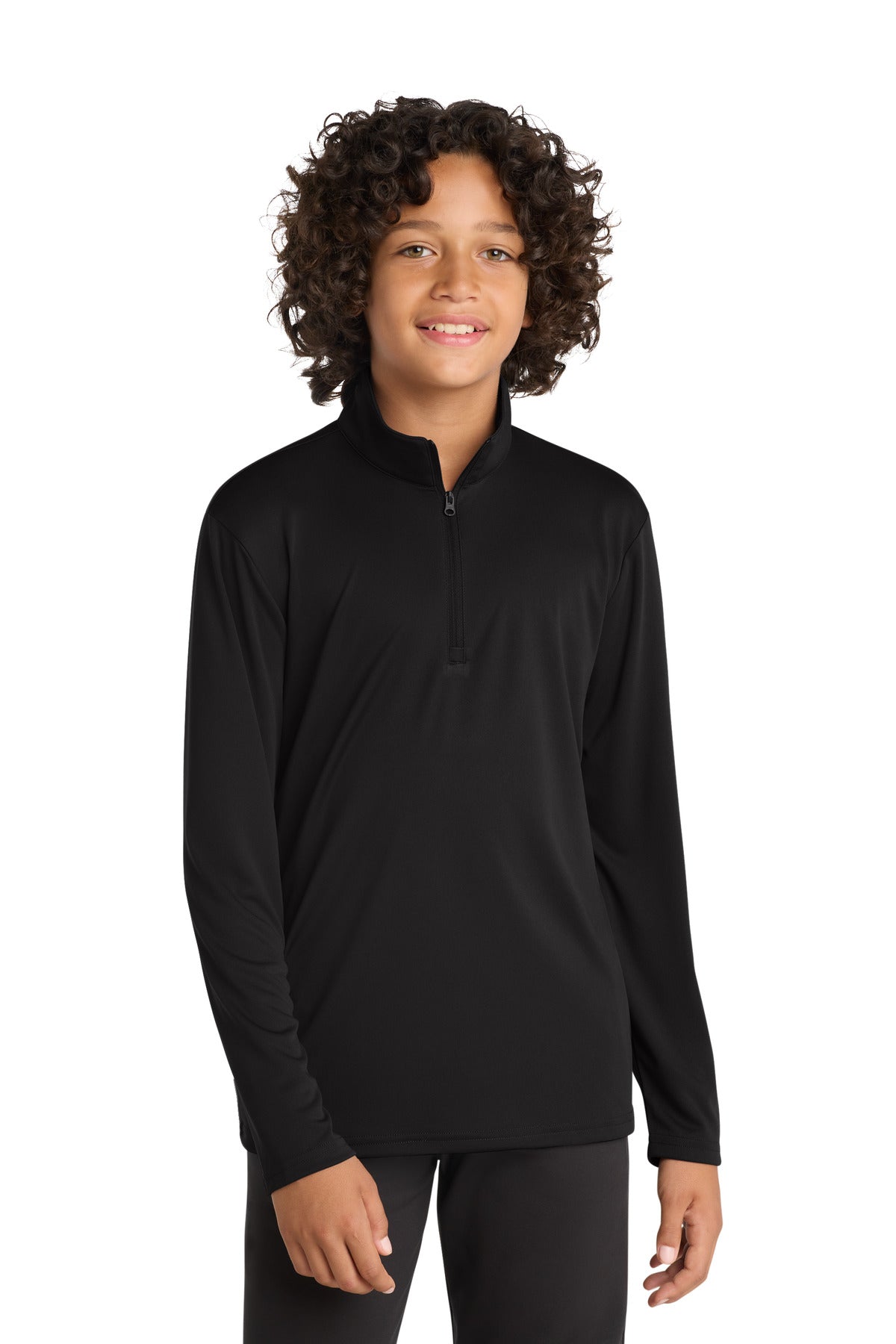 Custom logo Sport-Tek ® Youth PosiCharge ® Competitor ™ 1/4-Zip Pullover. YST357 in Black