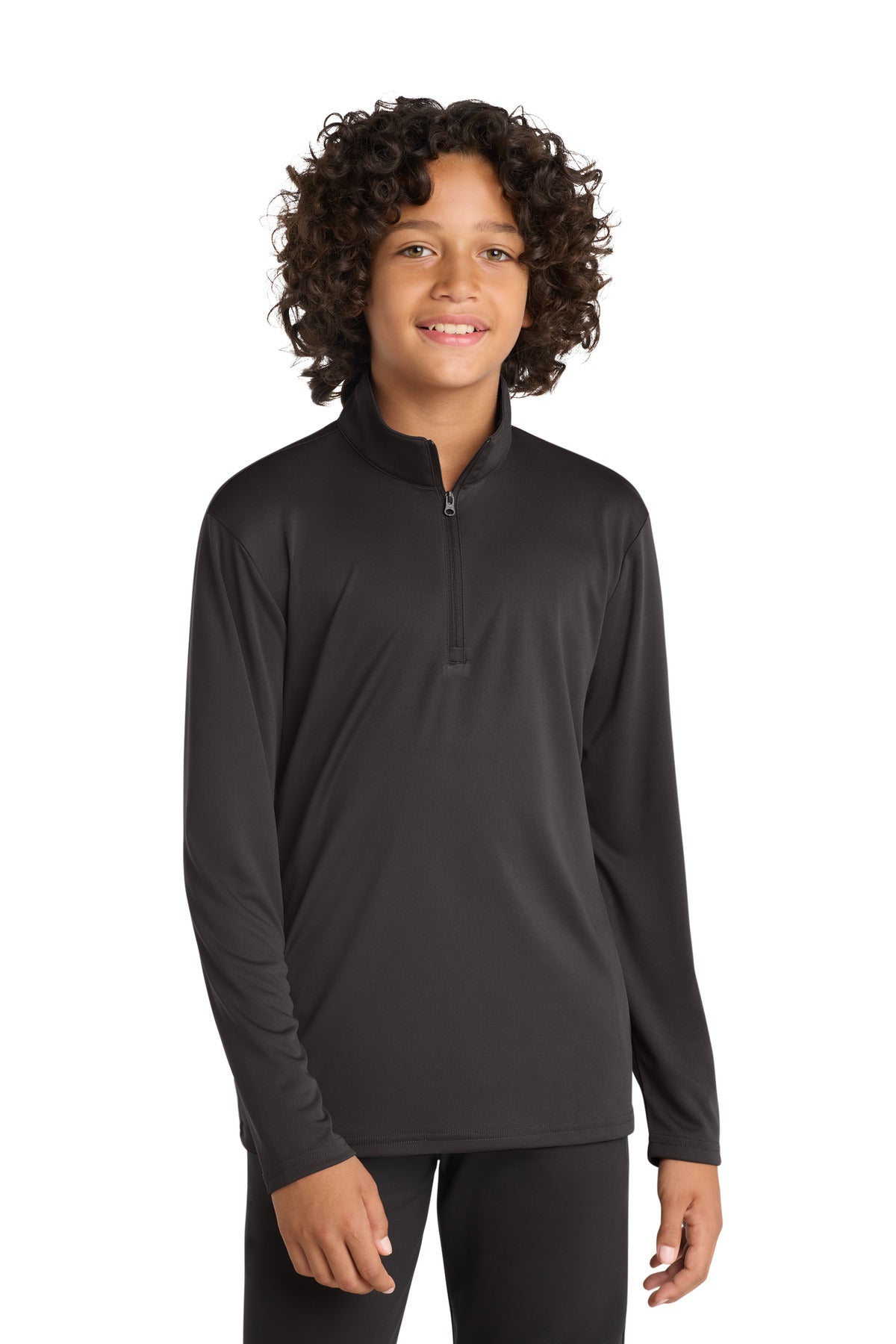 Custom logo Sport-Tek ® Youth PosiCharge ® Competitor ™ 1/4-Zip Pullover. YST357 in Iron Grey