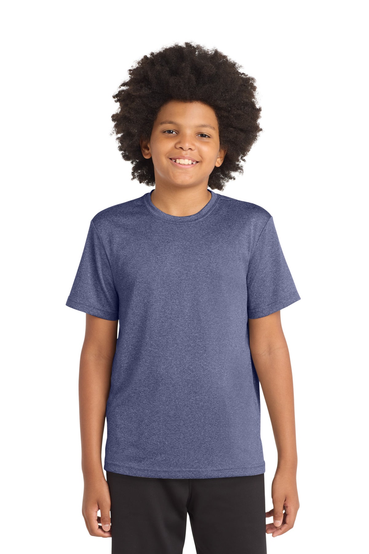 Custom logo Sport-Tek® Youth Heather Contender™ Tee. YST360 in True Navy Heather