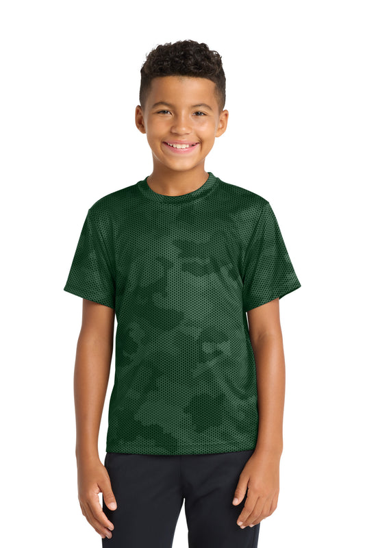 Custom logo Sport-Tek® Youth CamoHex Tee. YST370 in Forest Green