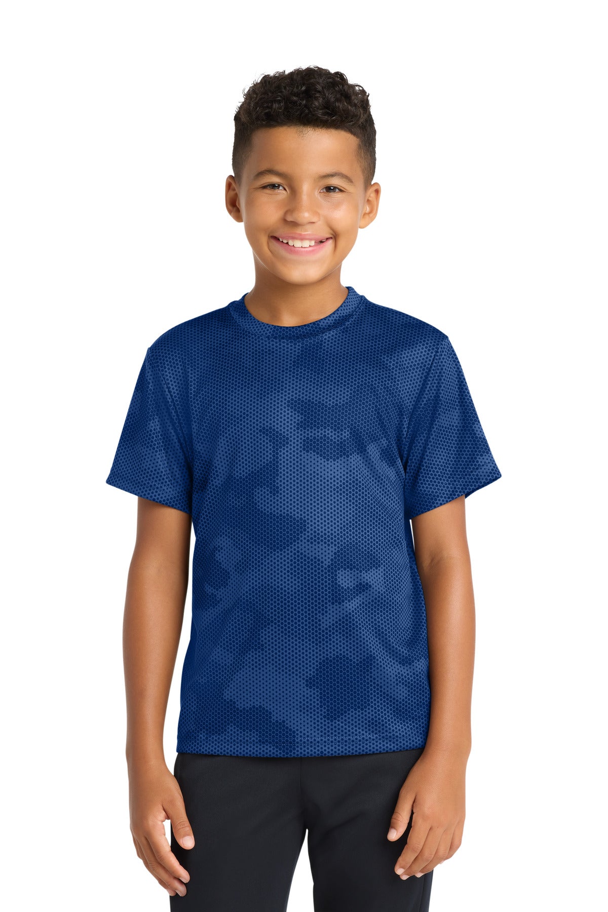 Custom logo Sport-Tek® Youth CamoHex Tee. YST370 in True Royal