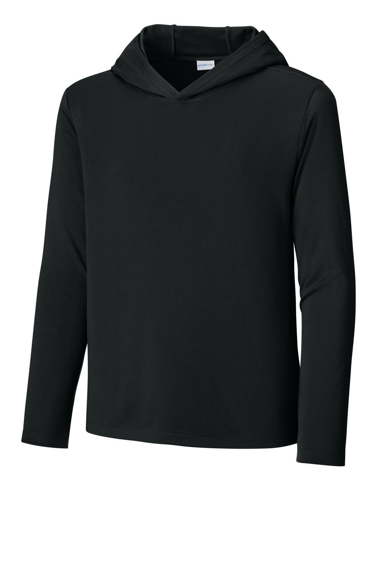 Custom logo Sport-Tek® Youth Posi-UV® Pro Long Sleeve Hoodie YST420LSH in Black