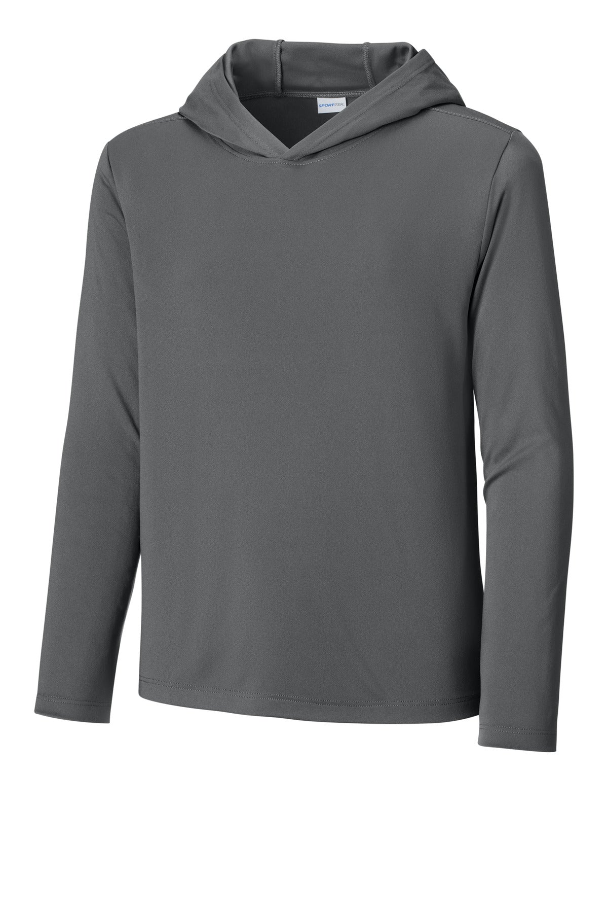Custom logo Sport-Tek® Youth Posi-UV® Pro Long Sleeve Hoodie YST420LSH in Dark Smoke Grey