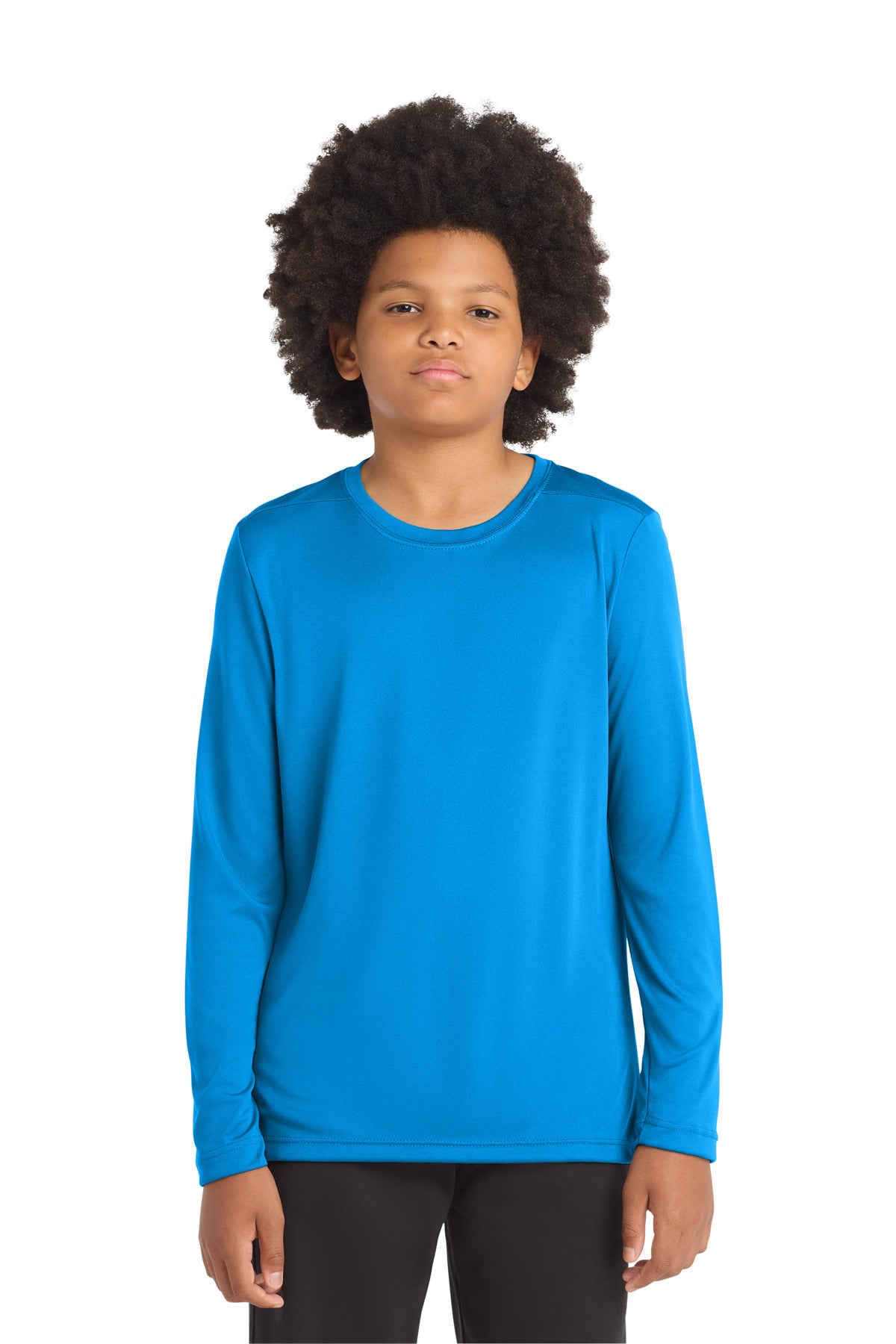 Custom logo Sport-Tek ® Youth Posi-UV® Pro Long Sleeve Tee. YST420LS in Sapphire