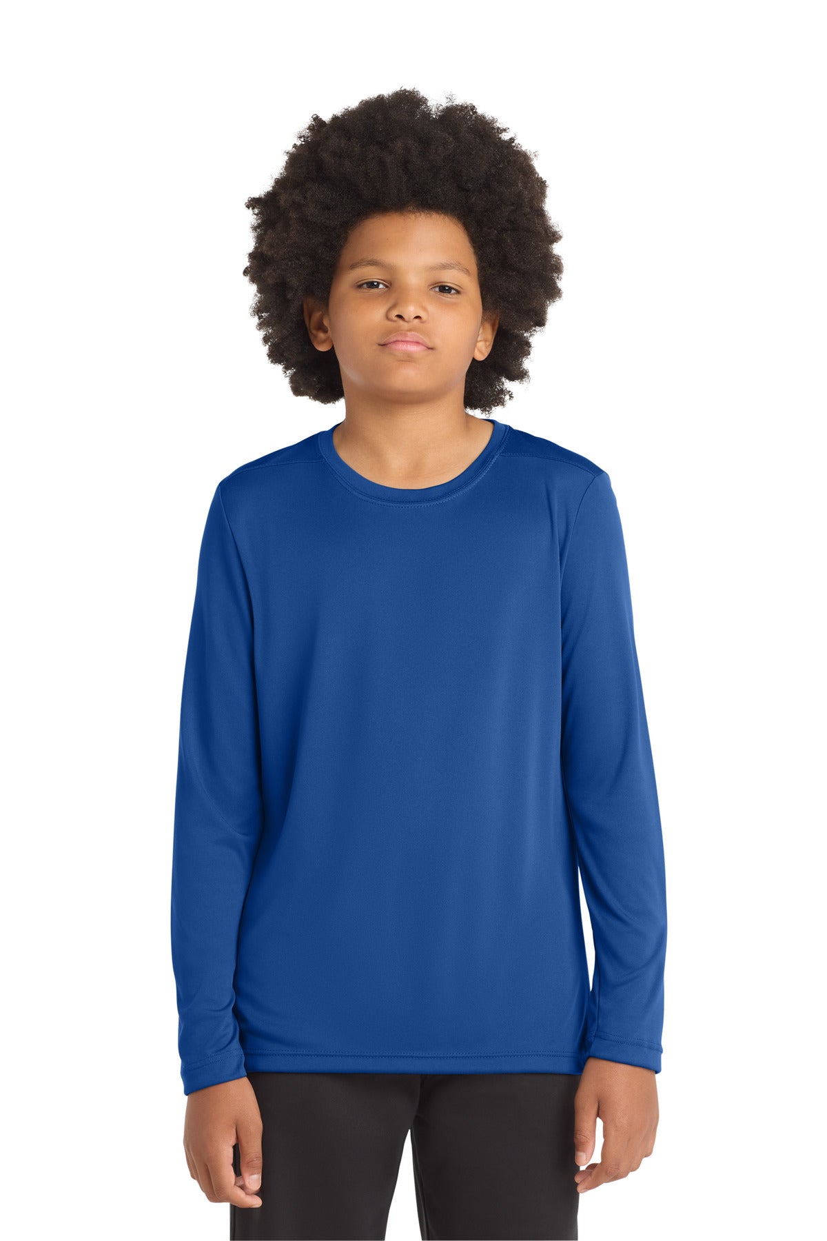 Custom logo Sport-Tek ® Youth Posi-UV® Pro Long Sleeve Tee. YST420LS in True Royal