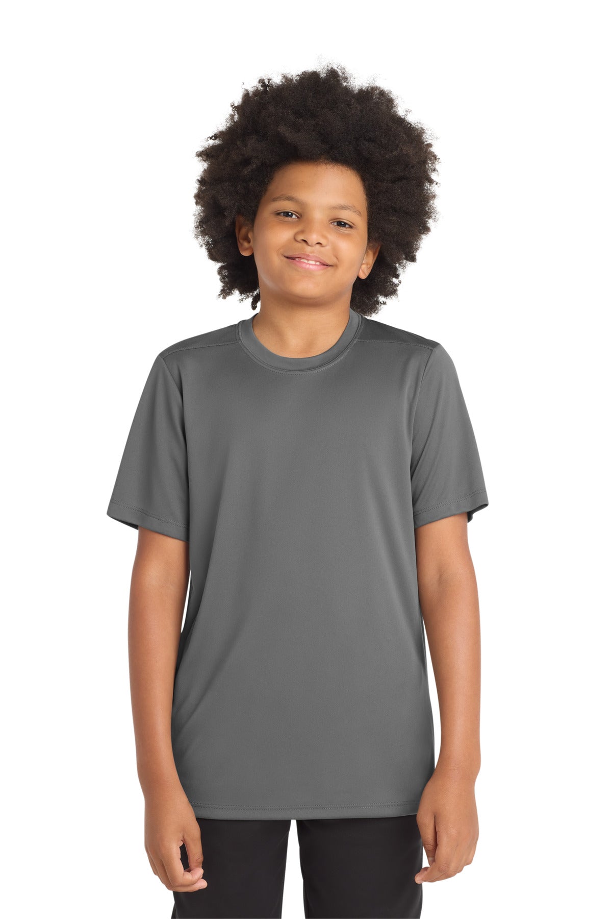 Custom logo Sport-Tek ® Youth Posi-UV® Pro Tee. YST420 in Dark Smoke Grey