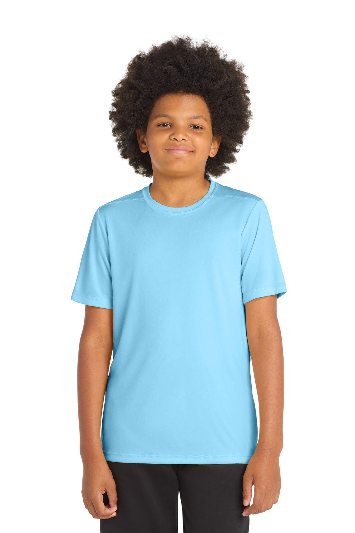 Custom logo Sport-Tek ® Youth Posi-UV® Pro Tee. YST420 in Light Blue