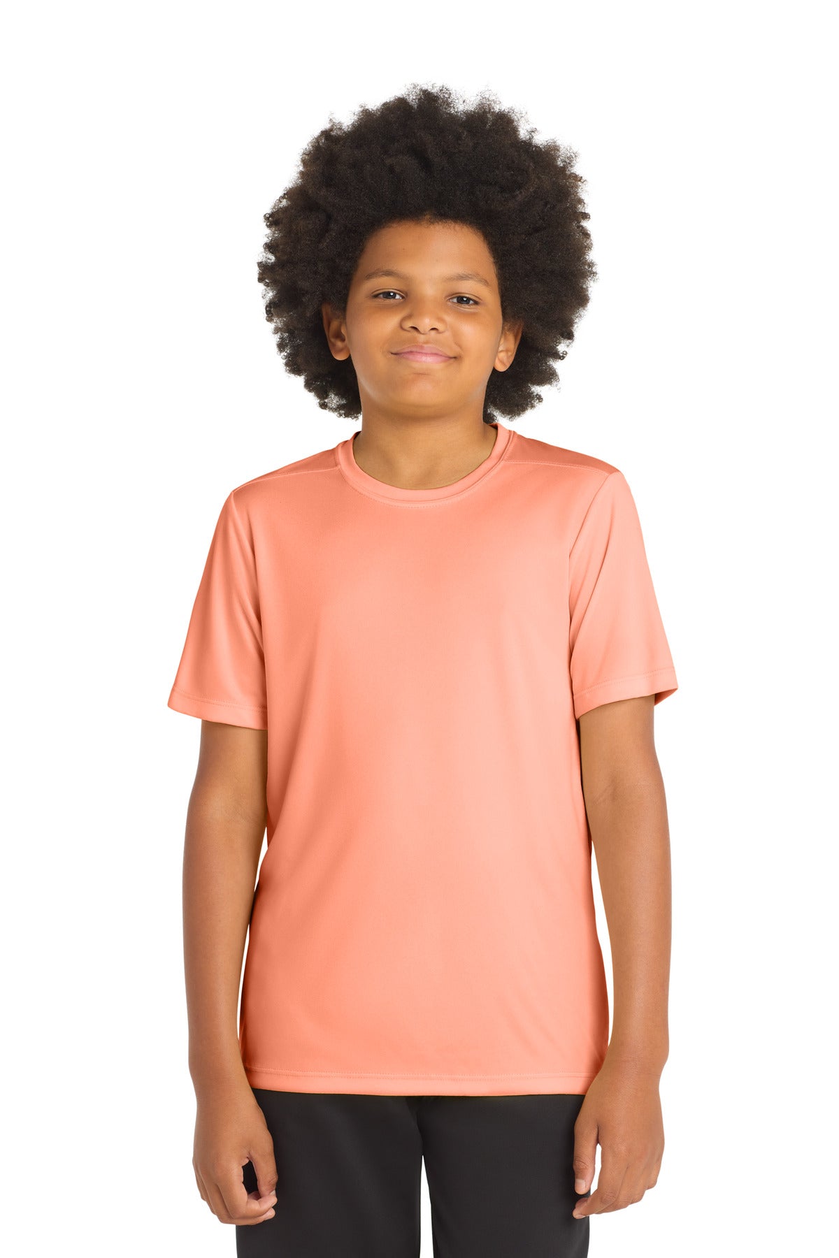 Custom logo Sport-Tek ® Youth Posi-UV® Pro Tee. YST420 in Soft Coral