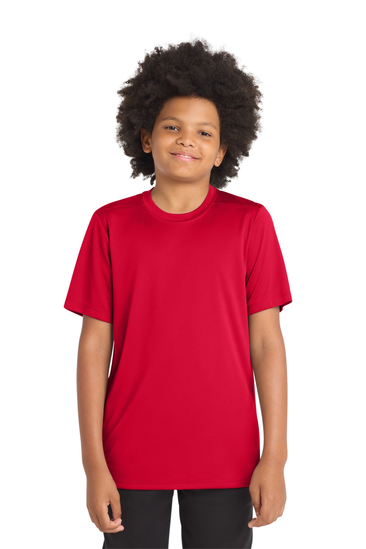 Custom logo Sport-Tek ® Youth Posi-UV® Pro Tee. YST420 in True Red