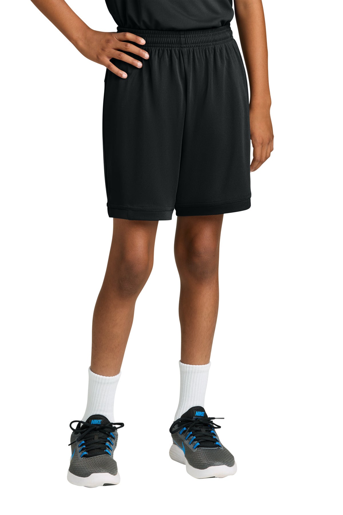 Custom logo Sport-Tek® Youth Club 5  Short YST4420 in Black/ Black