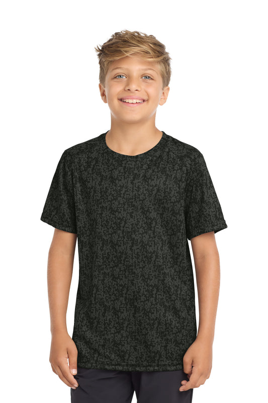 Custom logo Sport-Tek ® Youth Digi Camo Tee. YST460 in Black