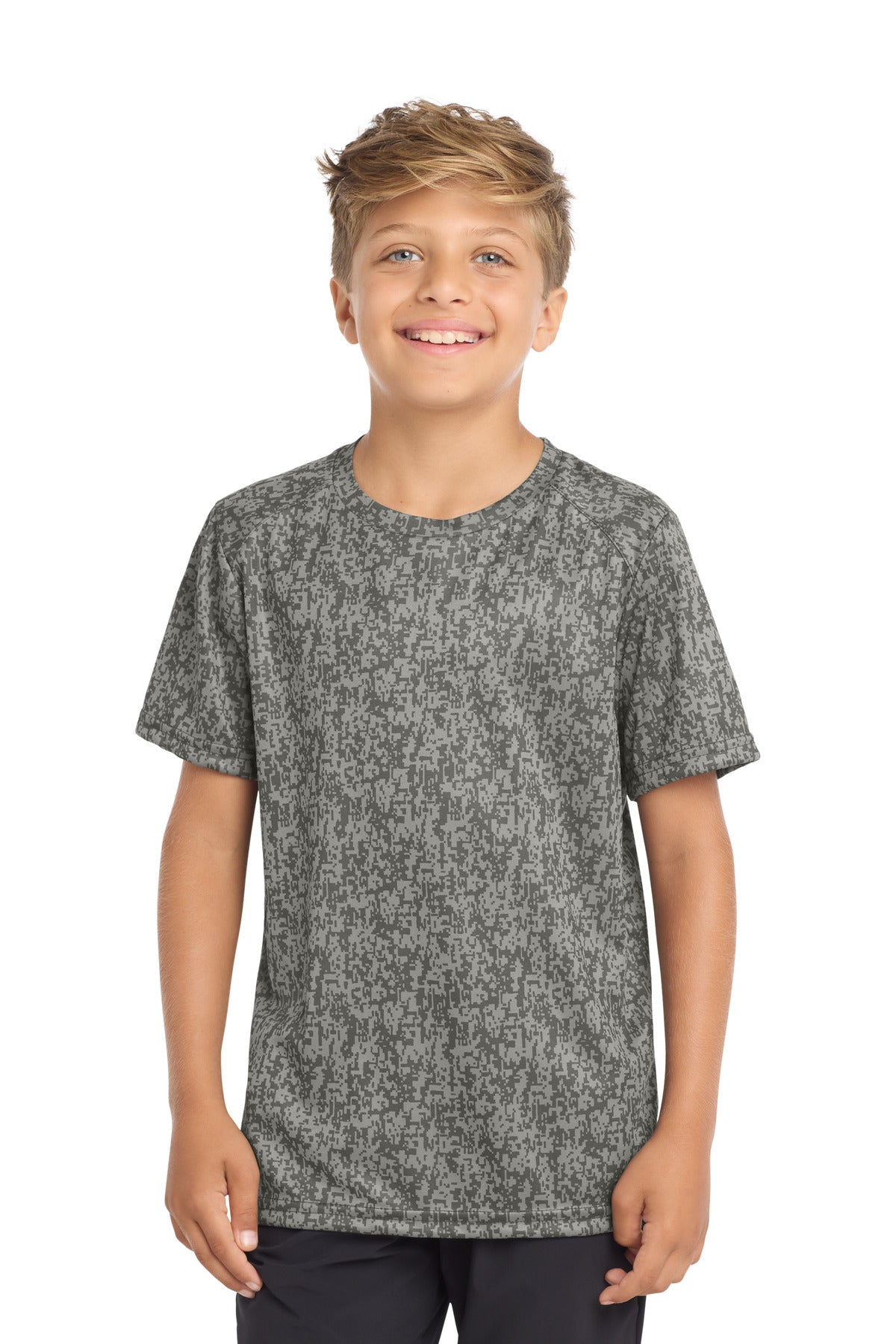 Custom logo Sport-Tek ® Youth Digi Camo Tee. YST460 in Grey Concrete