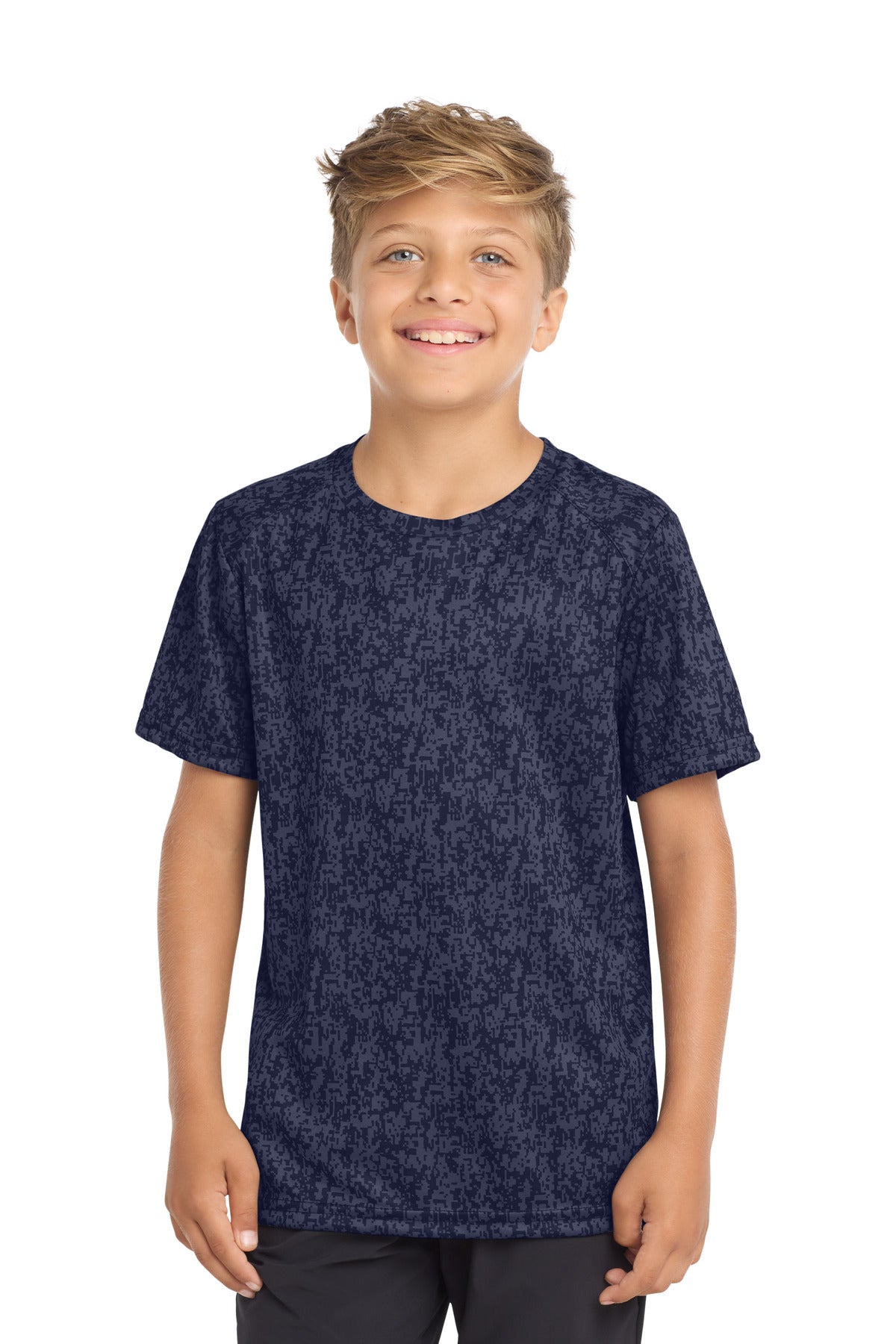 Custom logo Sport-Tek ® Youth Digi Camo Tee. YST460 in True Navy
