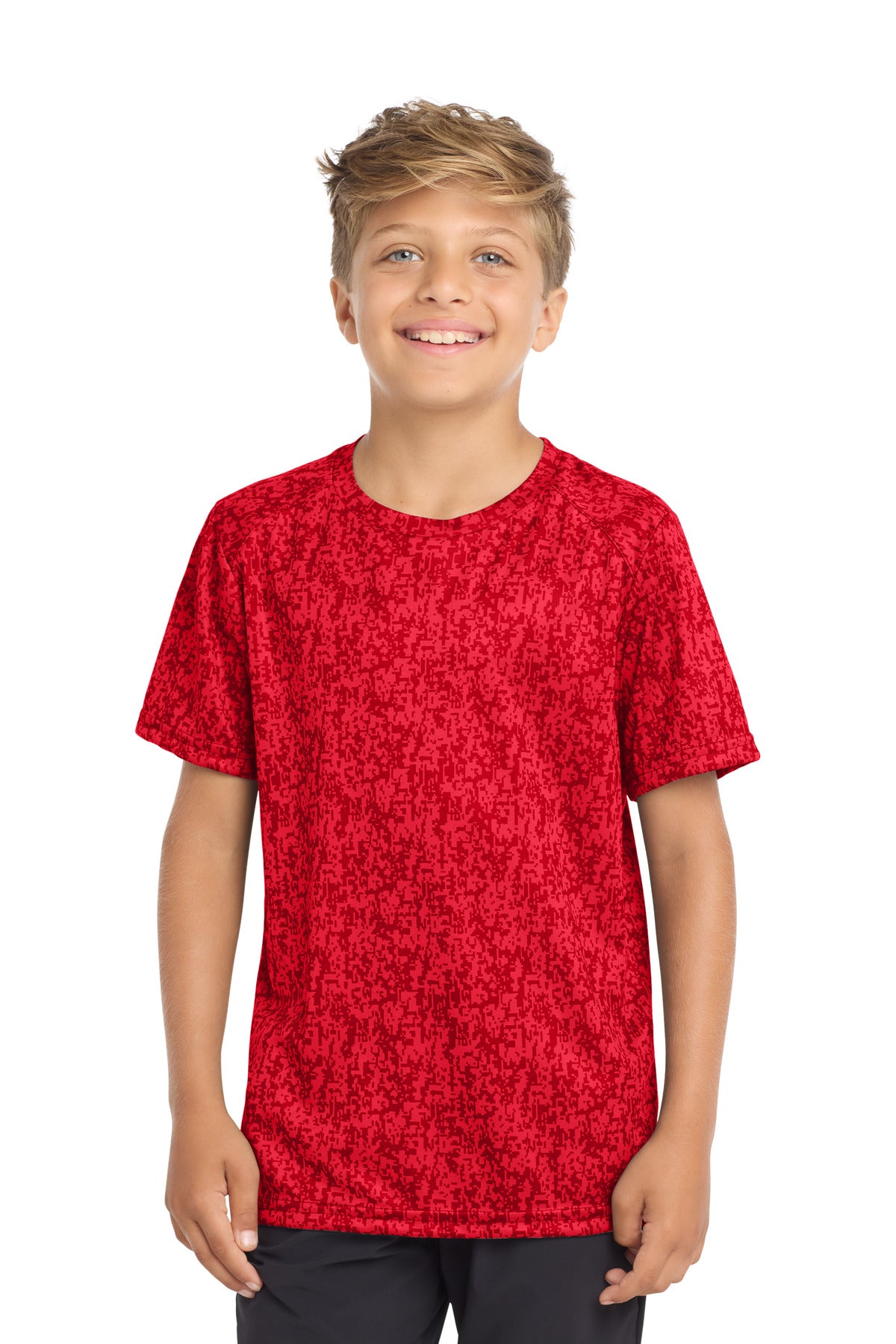 Custom logo Sport-Tek ® Youth Digi Camo Tee. YST460 in True Red