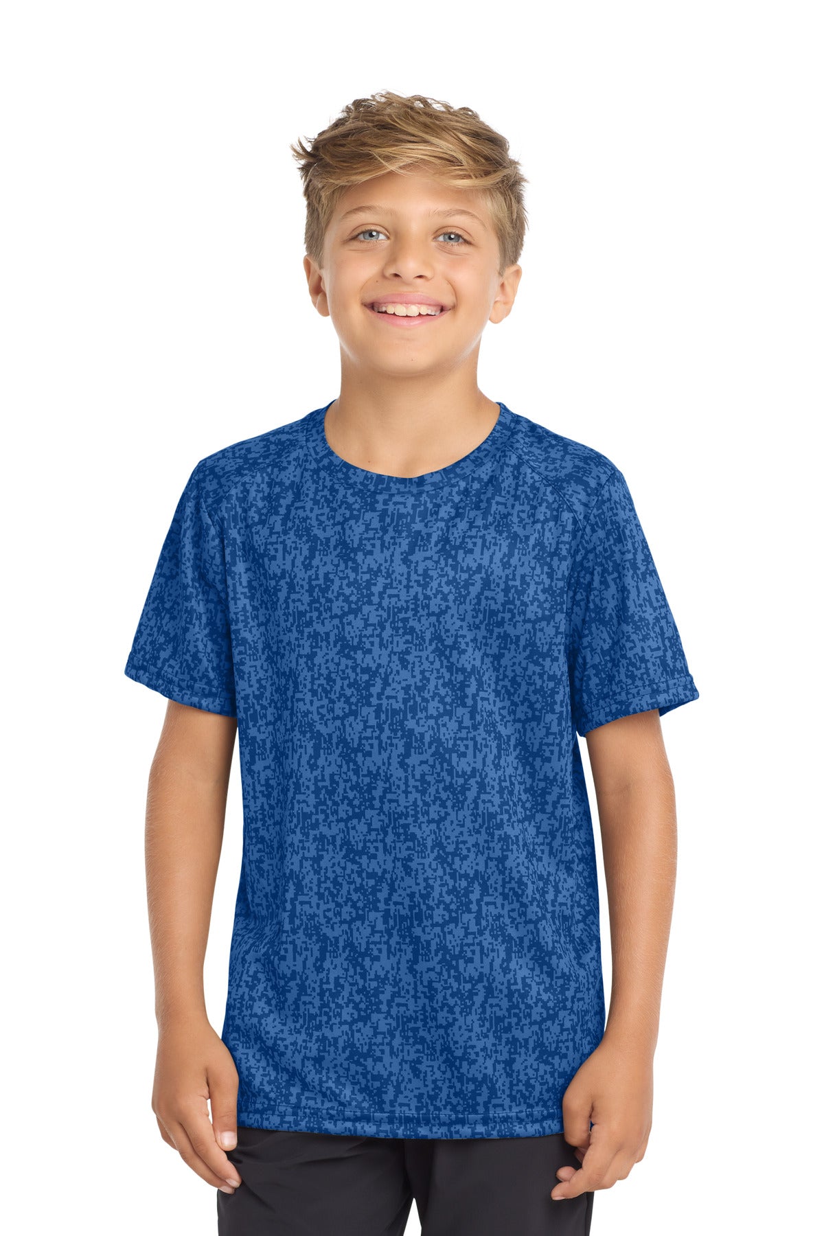Custom logo Sport-Tek ® Youth Digi Camo Tee. YST460 in True Royal