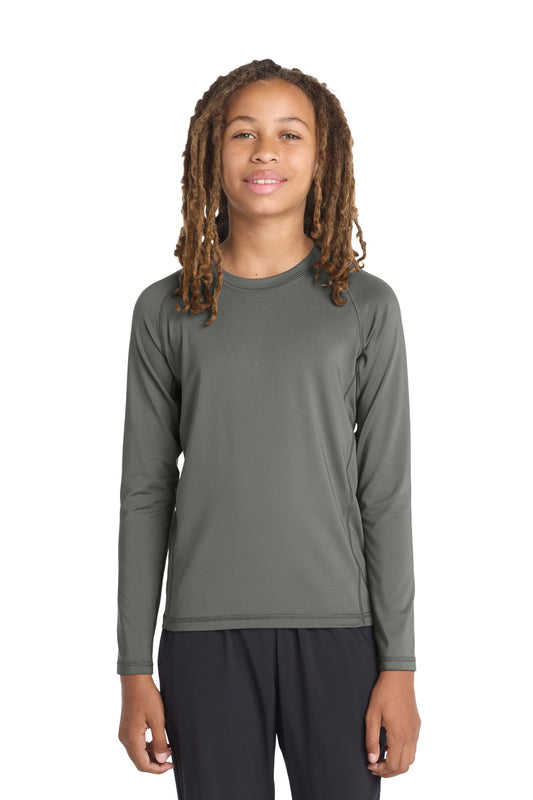 Custom logo Sport-Tek ® Youth Long Sleeve Rashguard Tee. YST470LS in Dark Smoke Grey