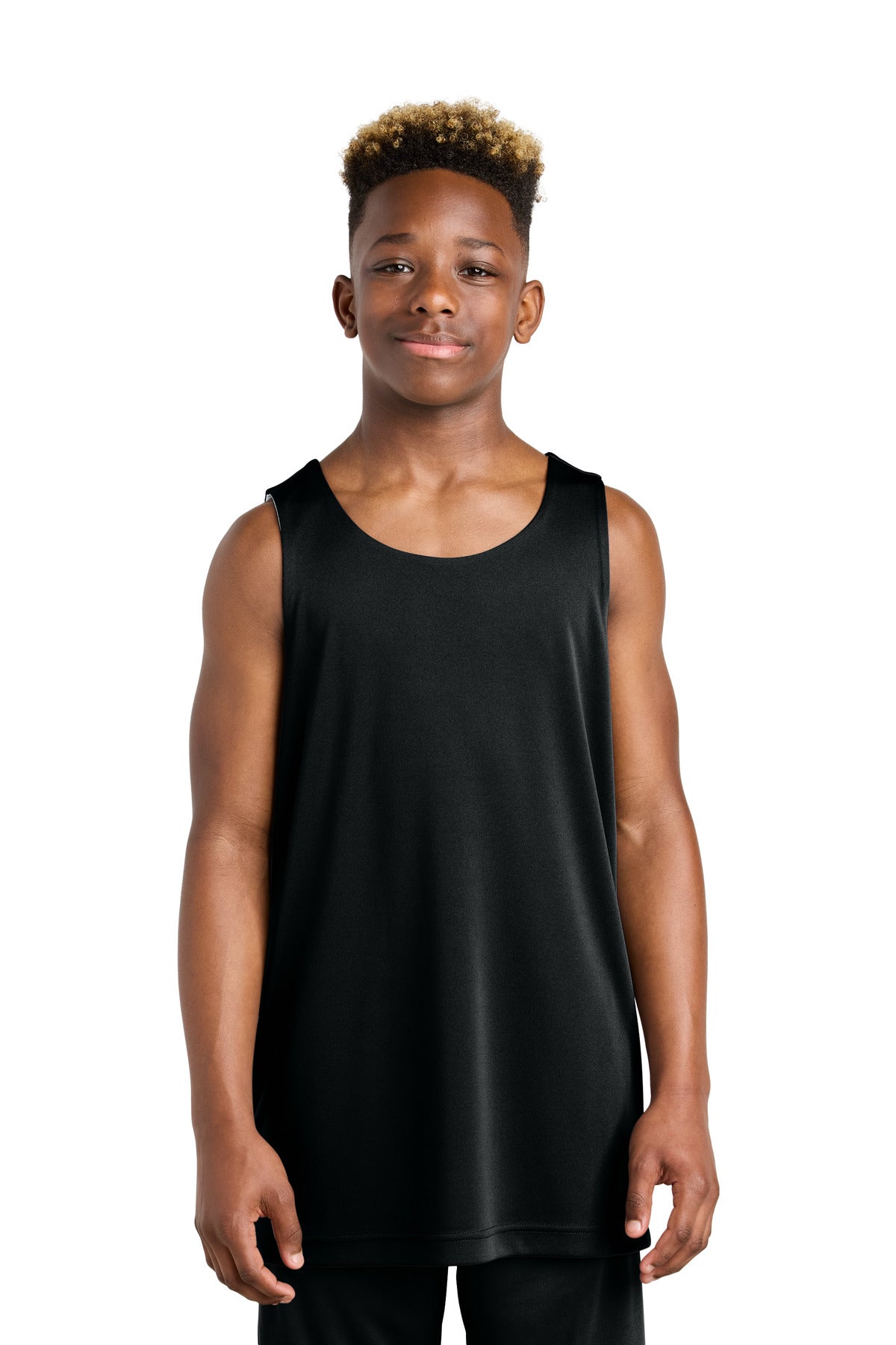 Custom logo Sport-Tek® Youth PosiCharge® Competitor™ Rev Tank YST551 in Black/ White