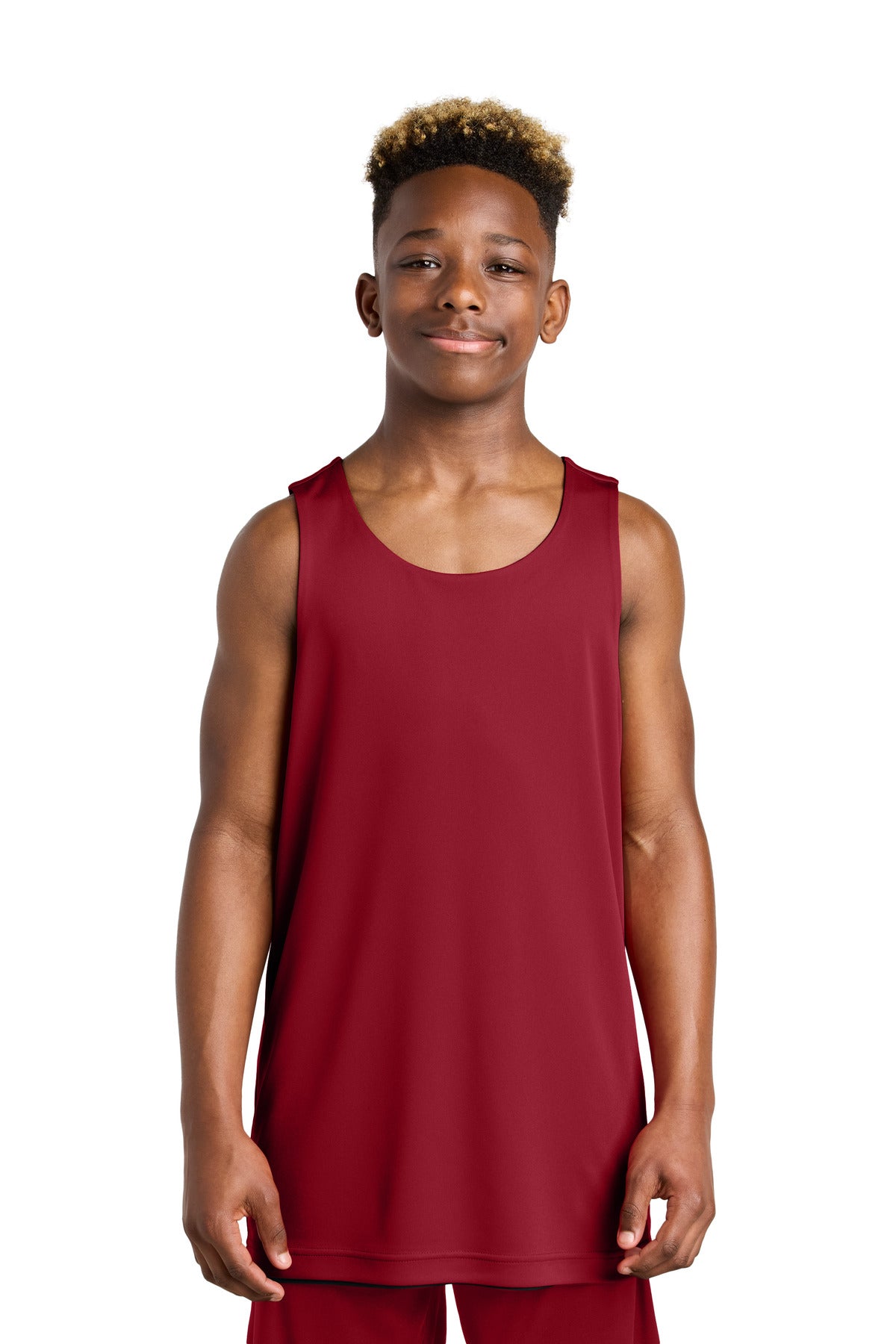 Custom logo Sport-Tek® Youth PosiCharge® Competitor™ Rev Tank YST551 in Deep Red/ Black