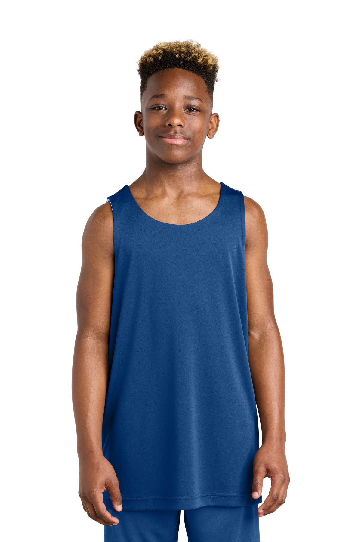 Custom logo Sport-Tek® Youth PosiCharge® Competitor™ Rev Tank YST551 in True Royal/ White