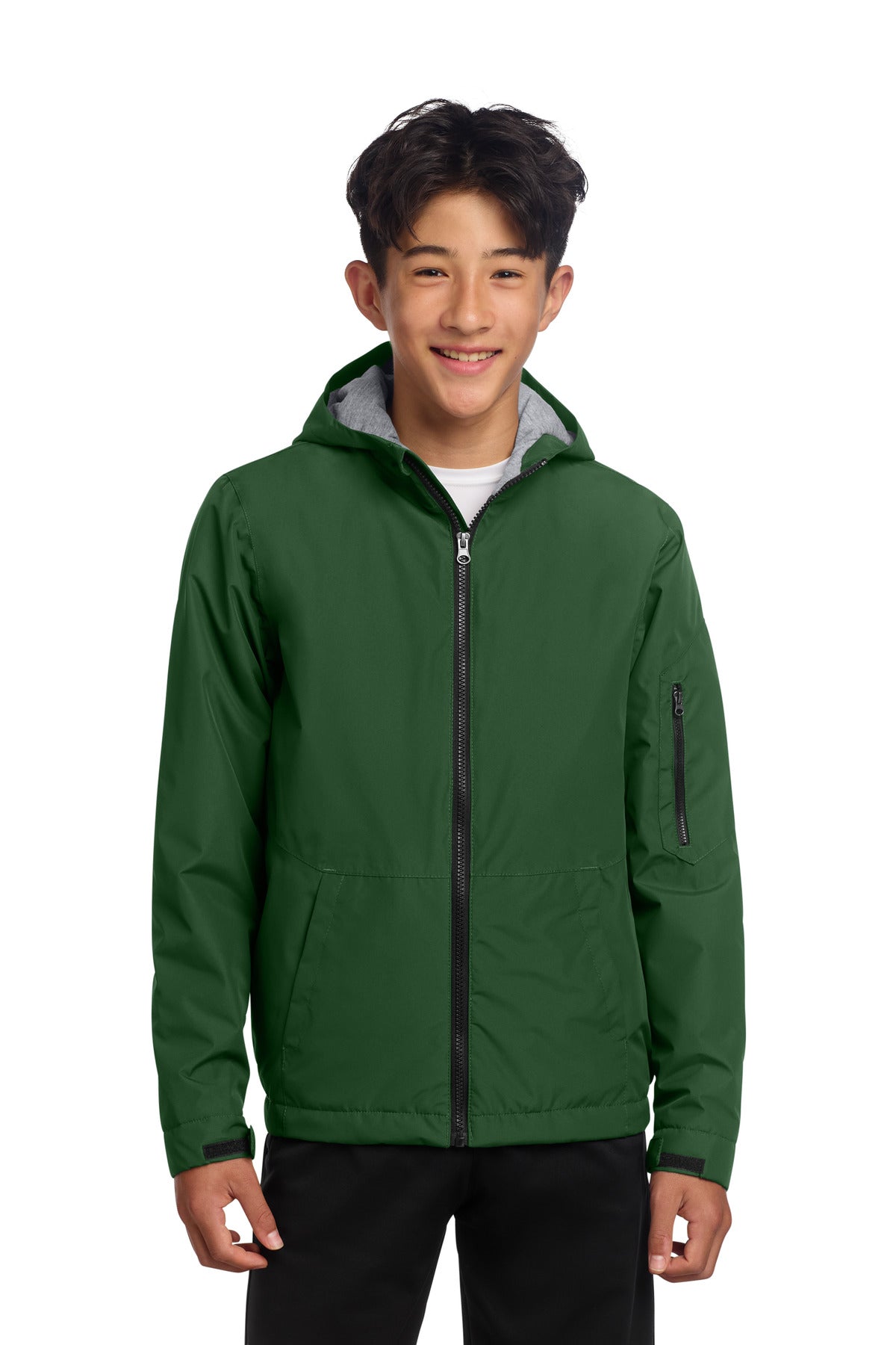Custom logo Sport-Tek® Youth Waterproof Insulated Jacket YST56 in Forest Green