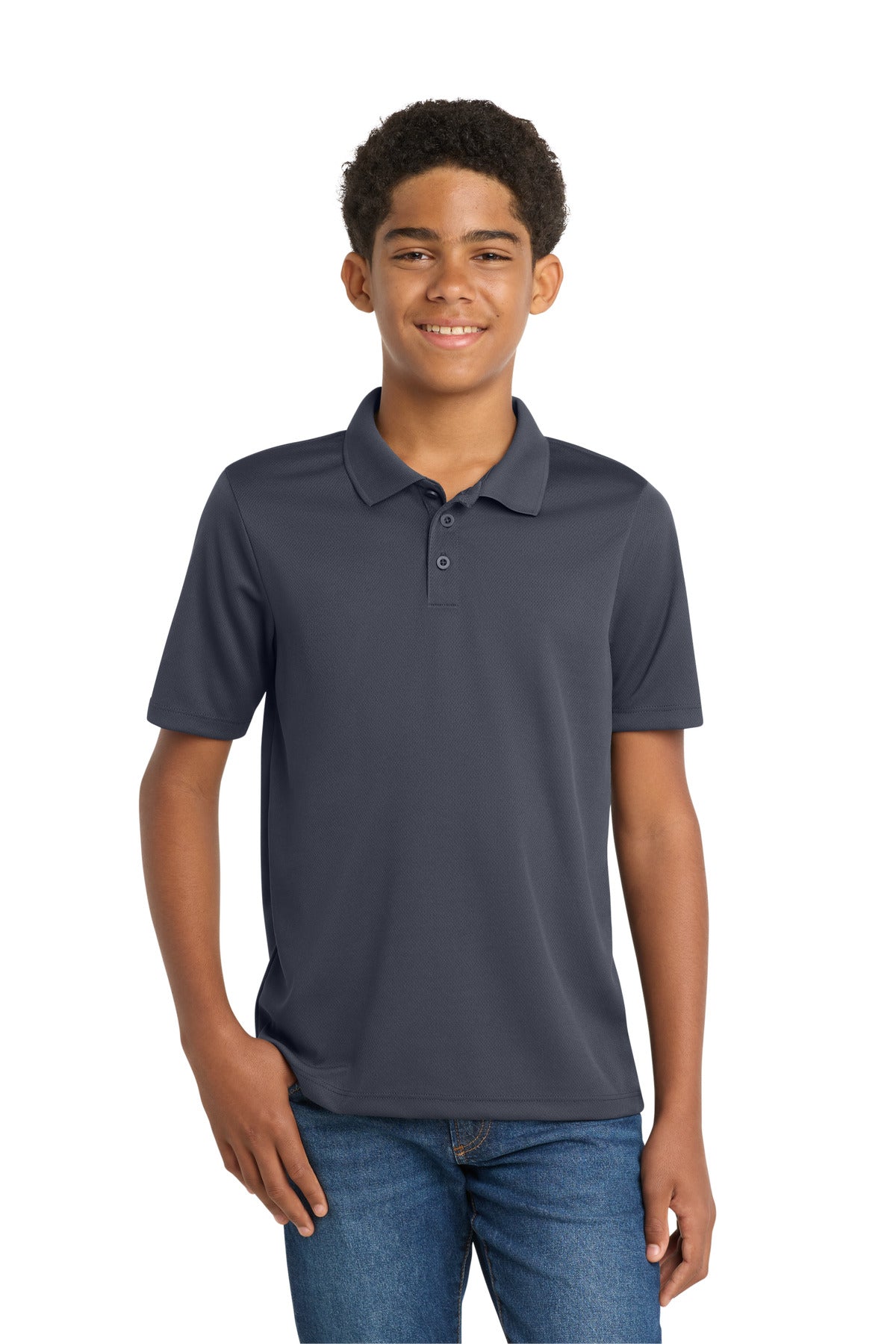 Custom logo Sport-Tek® Youth PosiCharge® RacerMesh® Polo. YST640 in Graphite