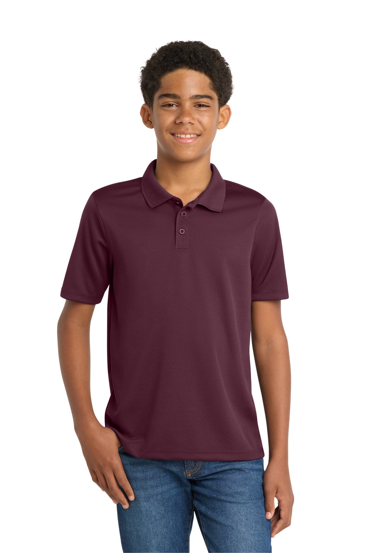 Custom logo Sport-Tek® Youth PosiCharge® RacerMesh® Polo. YST640 in Maroon